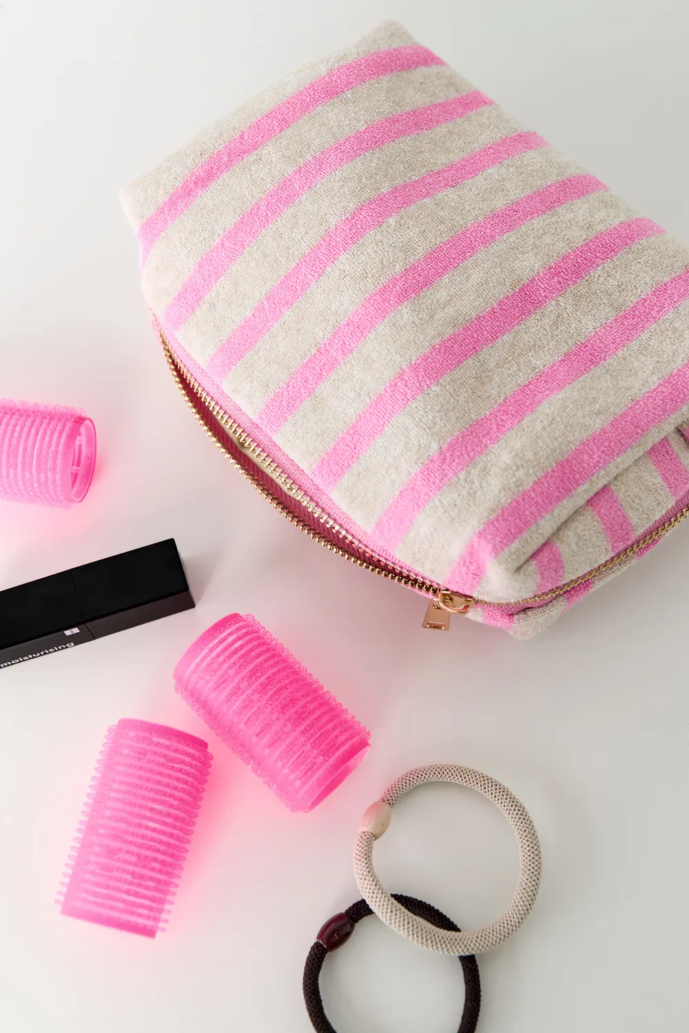 Striped Make-Up Bag - Pink/Red - Image 2