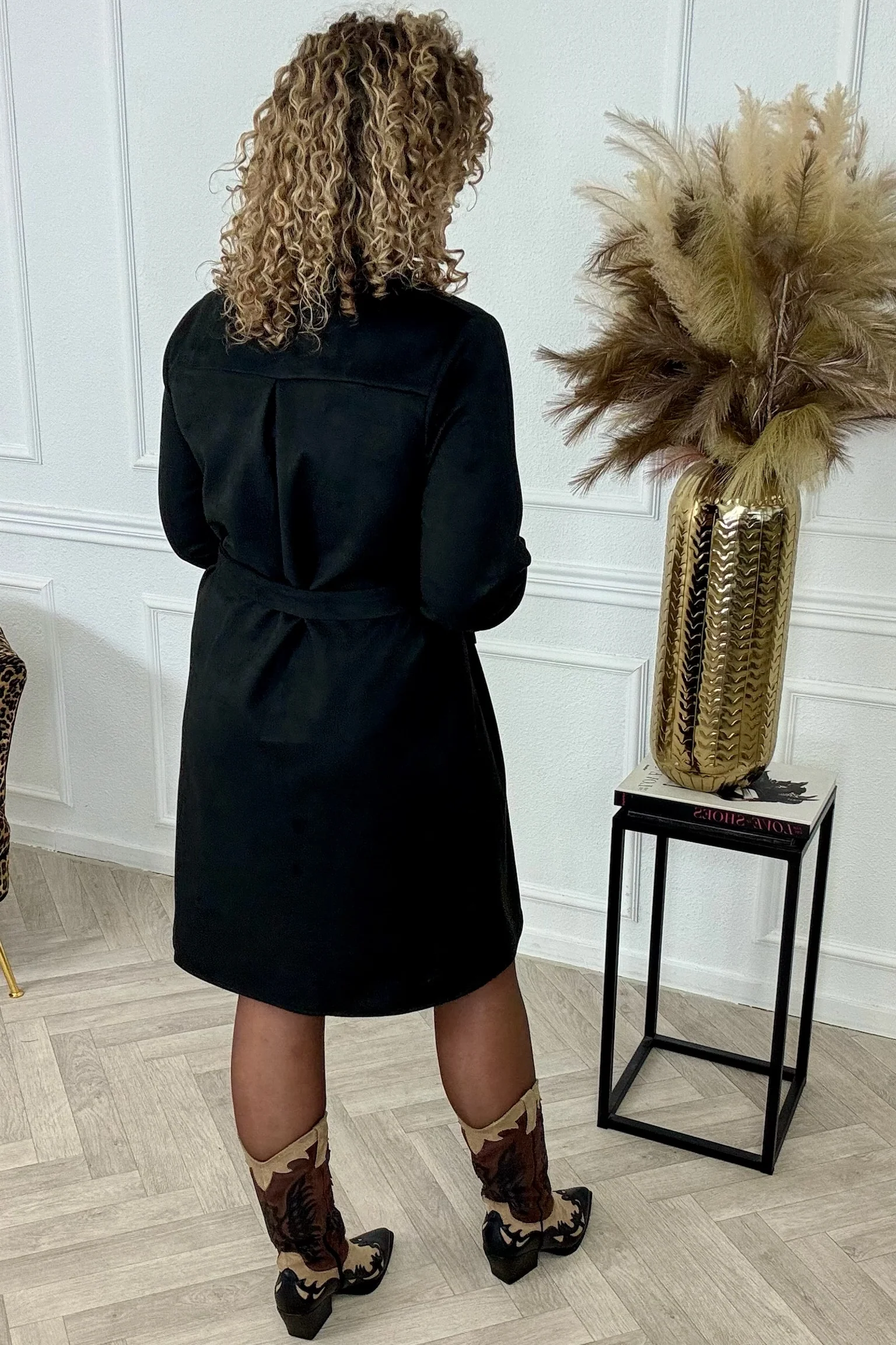 Suedine Strik Dress - Black - Image 6