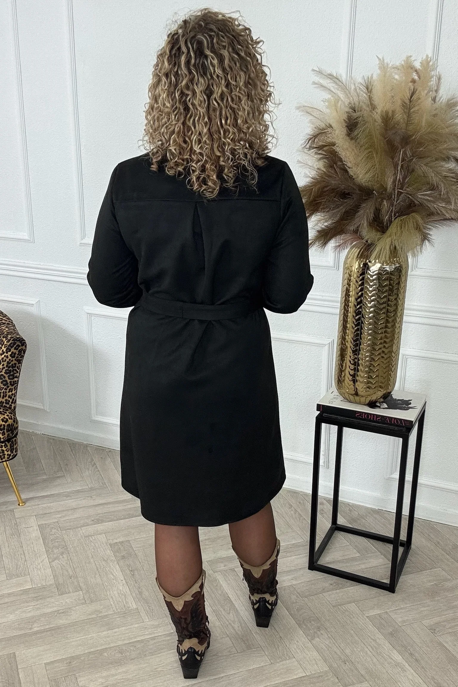 Suedine Strik Dress - Black - Image 7