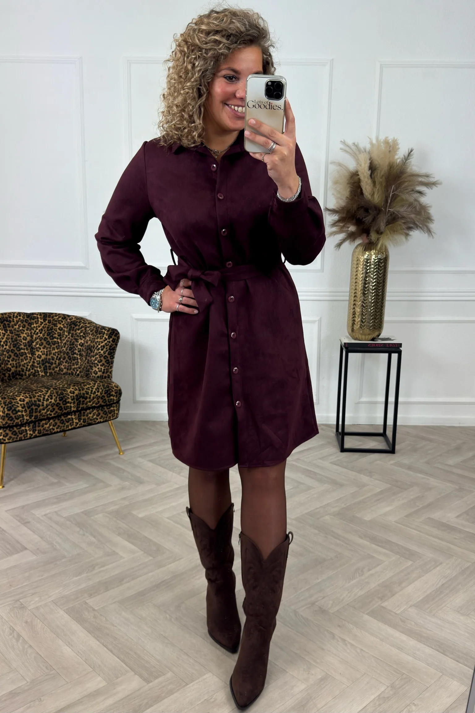 Suedine Strik Dress - Bordeaux - Image 2