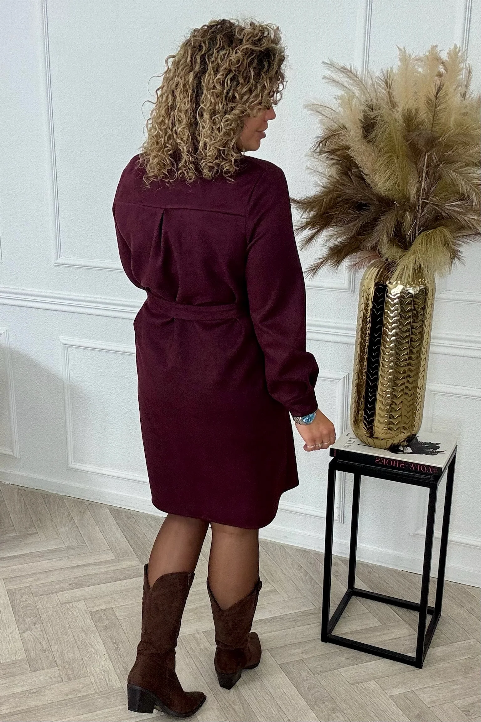 Suedine Strik Dress - Bordeaux - Image 5