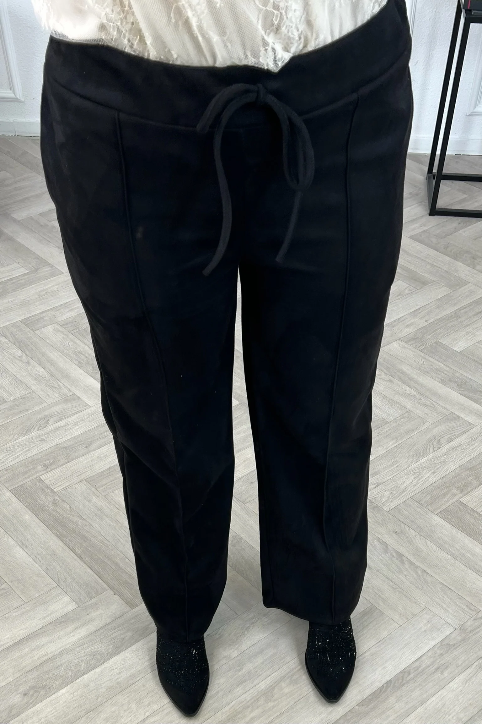 Suède Striped Pants - Black