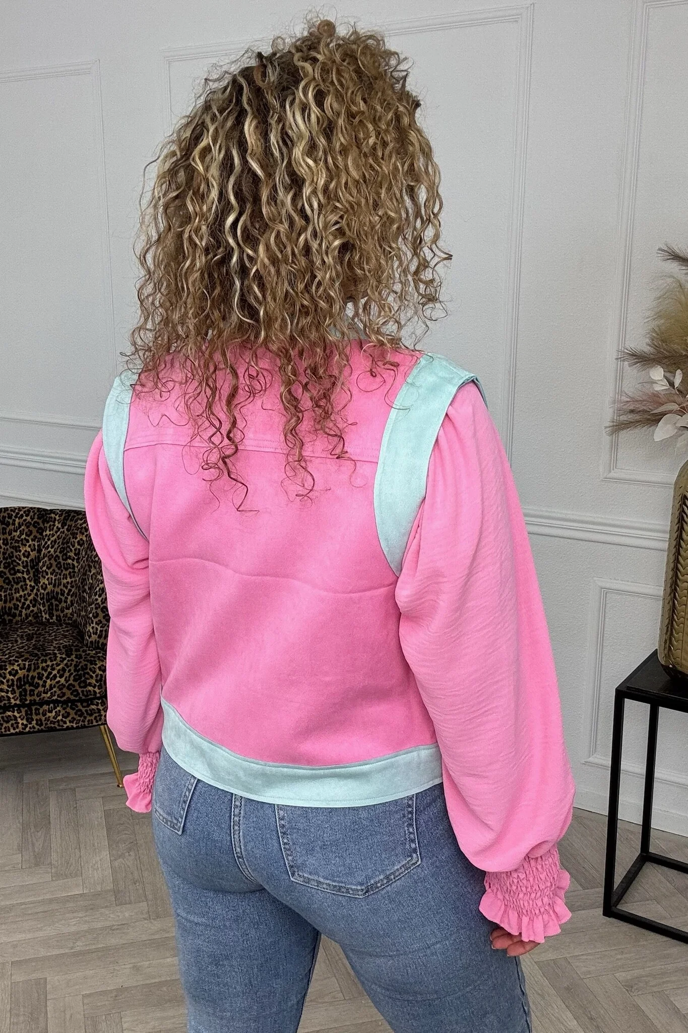 Suedine Letty Gilet - Pink/Lightblue - Image 3