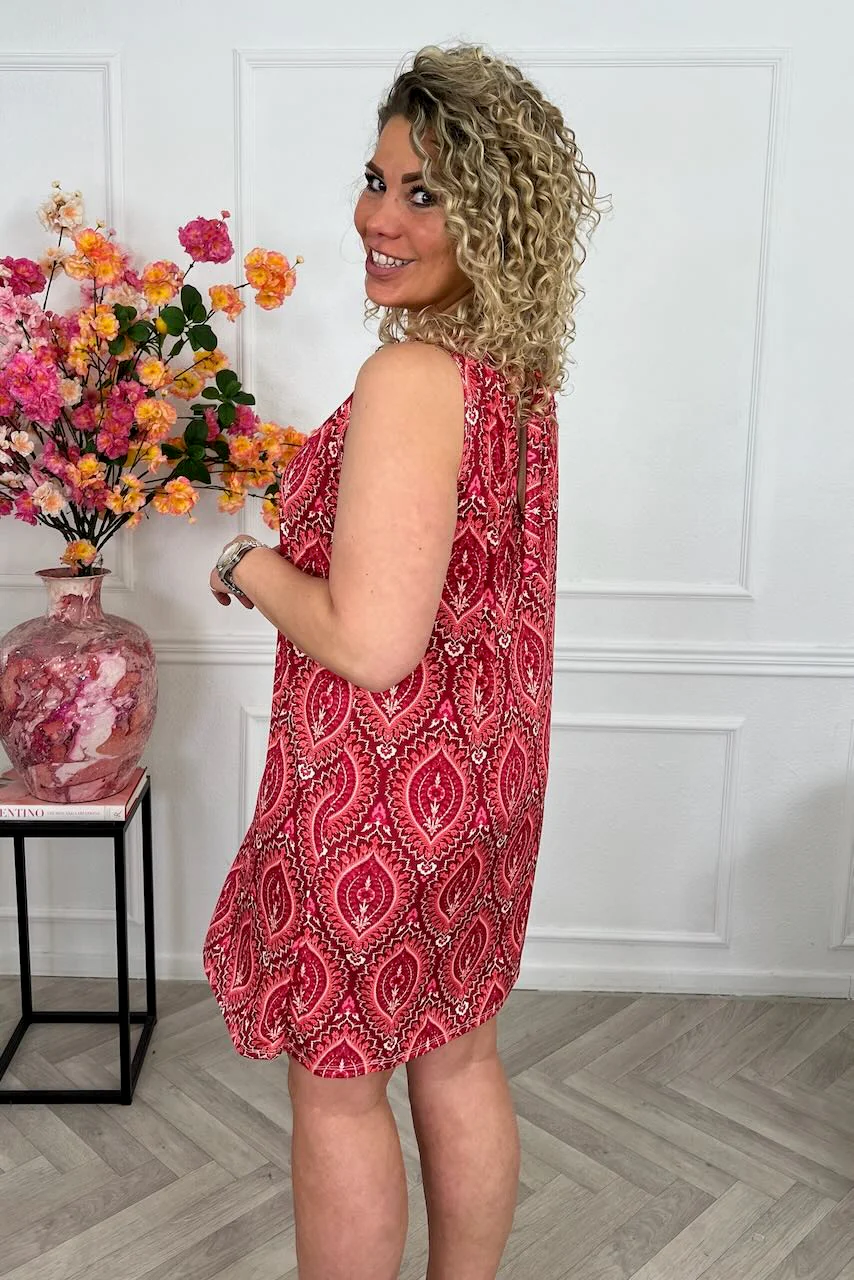 Summer Halter Print Dress - Red/Bordeaux - Image 2