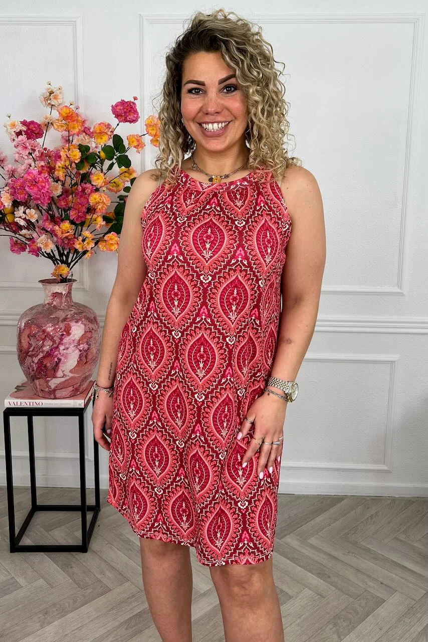 Summer Halter Print Dress - Red/Bordeaux - Image 4