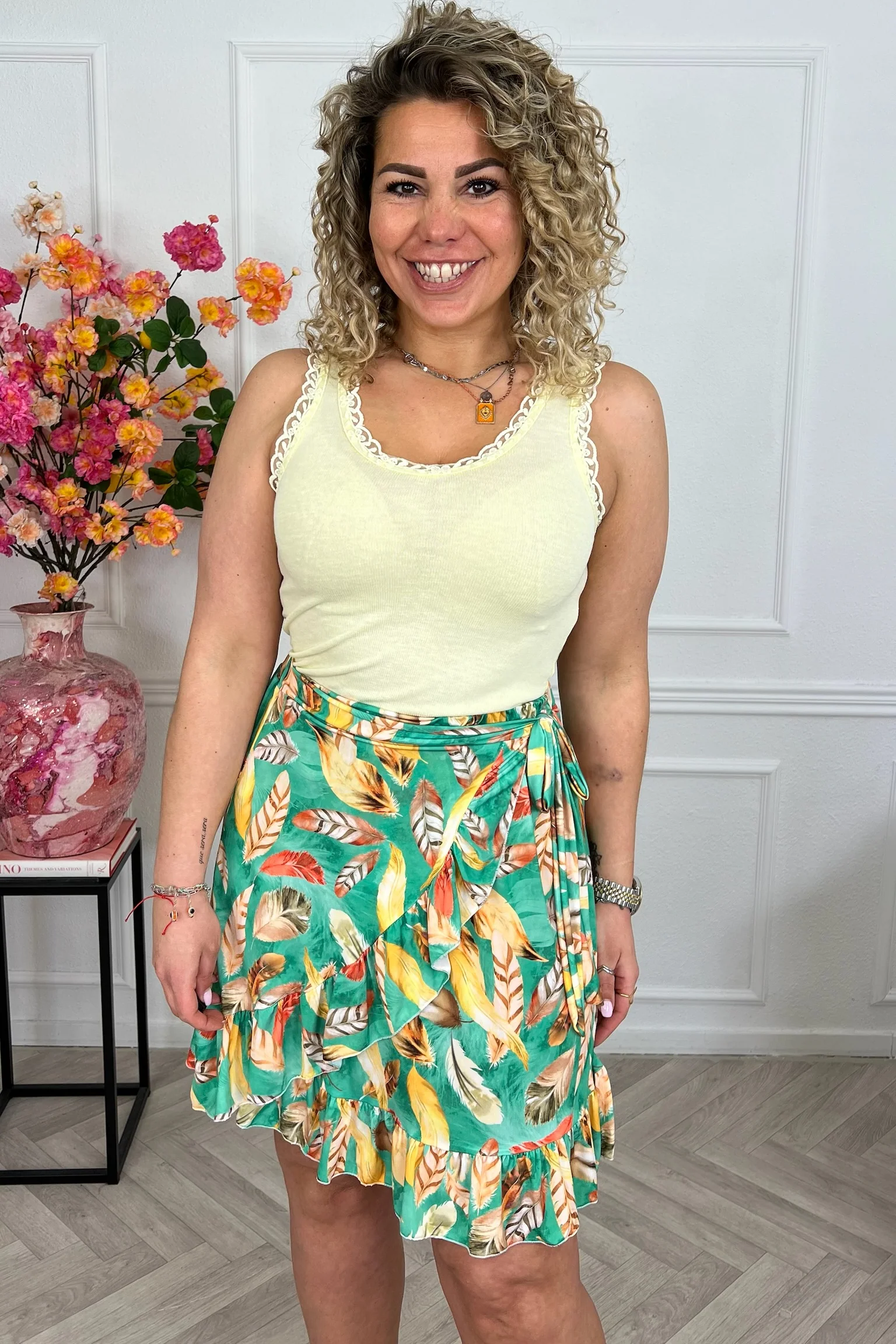 Summer Spanish Feather Skirt - Green - Image 3