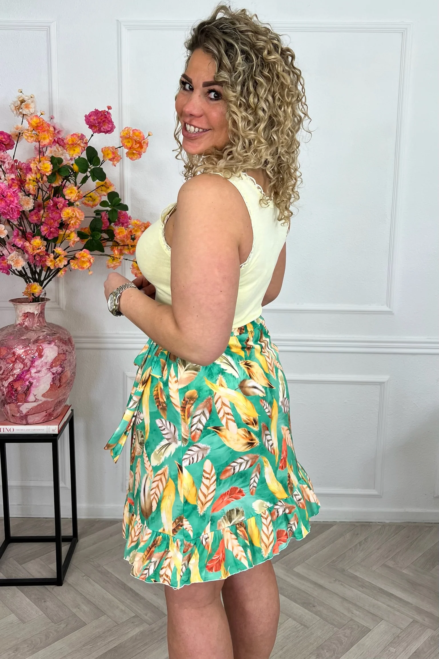 Summer Spanish Feather Skirt - Green - Image 4