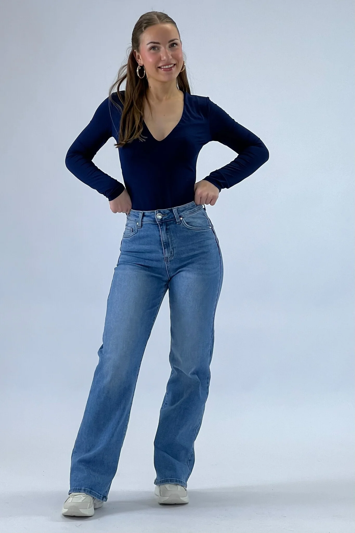 Summer Wide Leg Jeans - Light Blue - Image 4