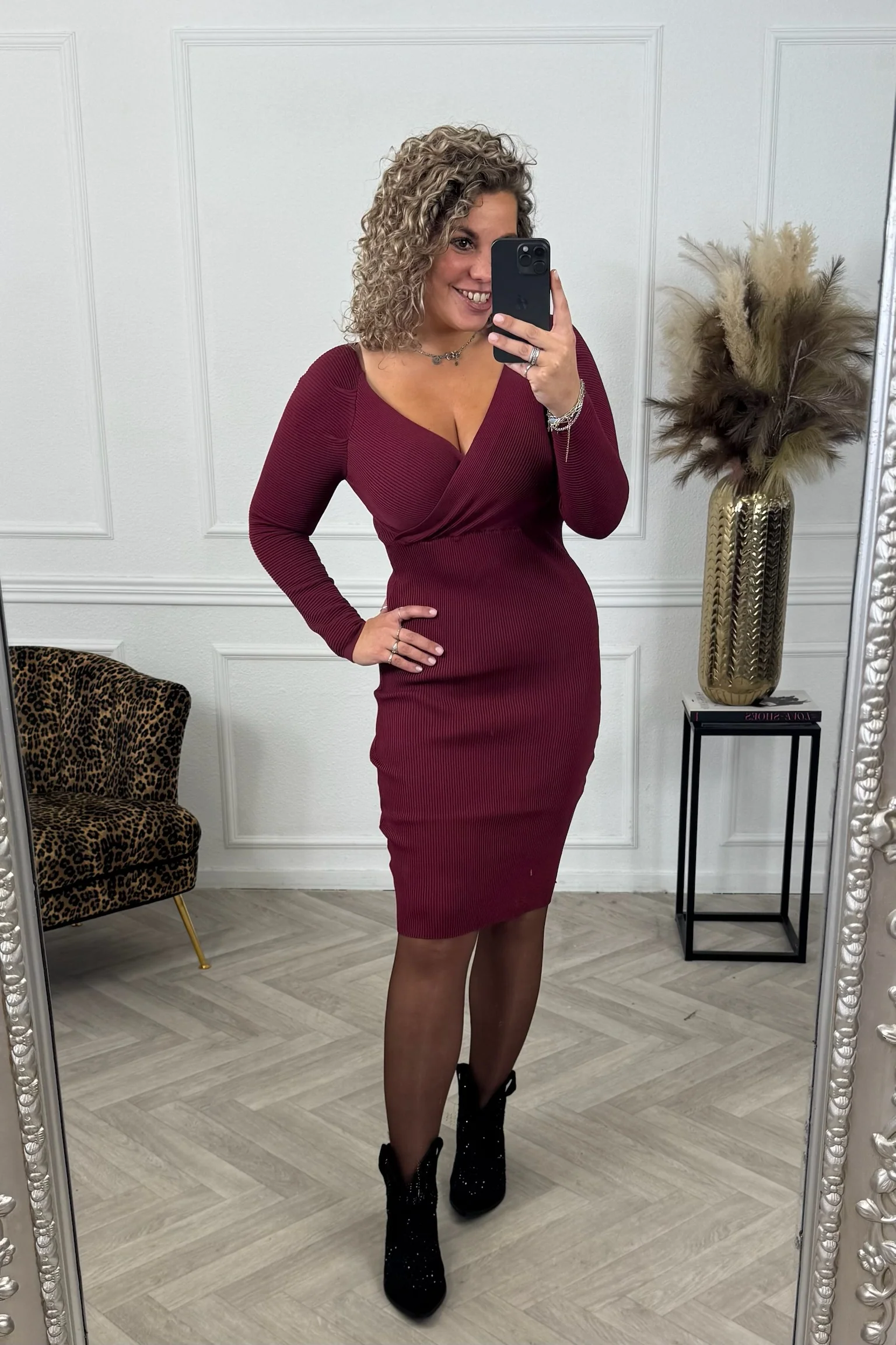 Super Stretch Pencil Dress - Bordeaux - Image 5