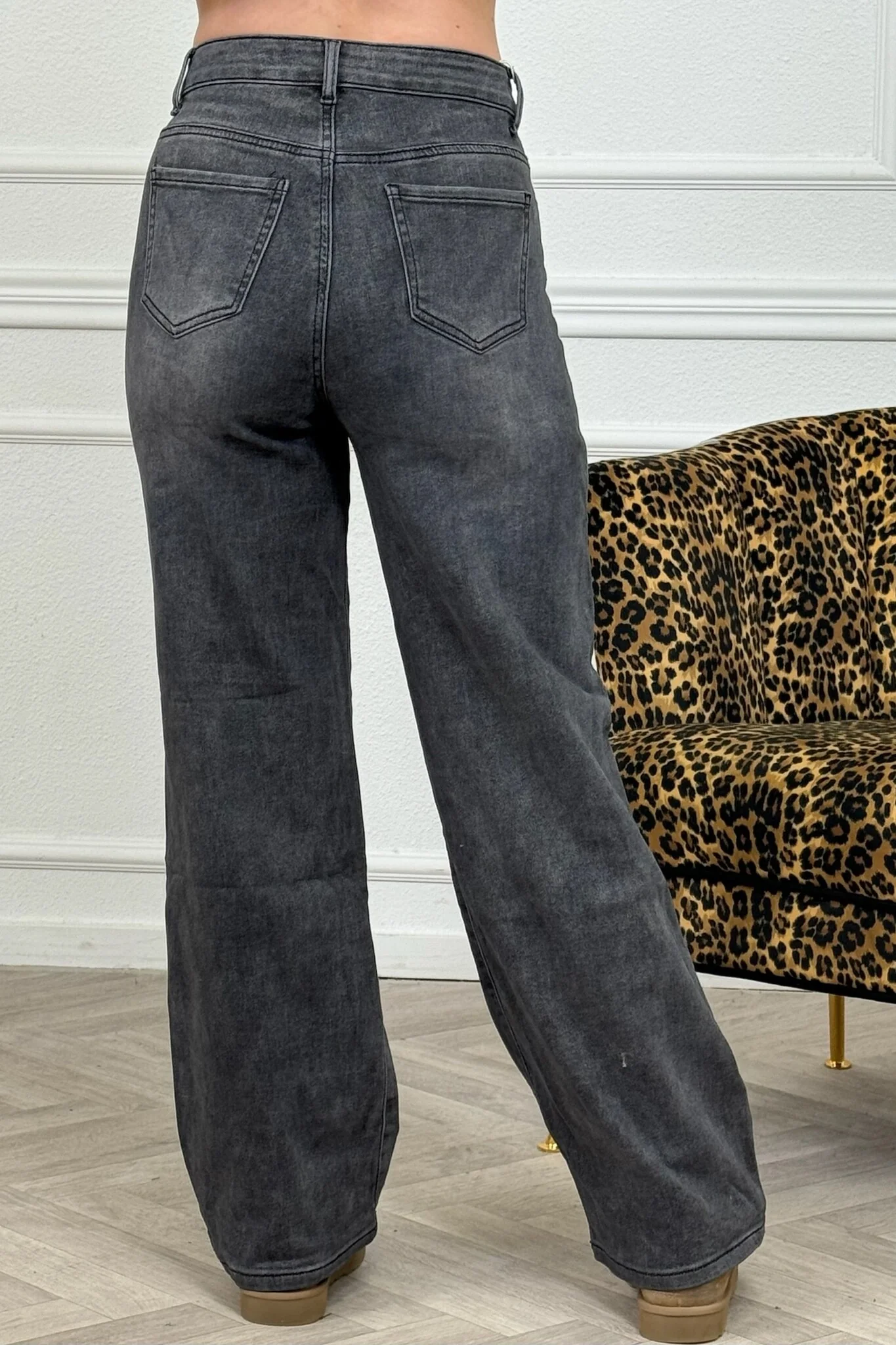 Super Stretch Wide Leg Jeans - Dark Grey - Image 10