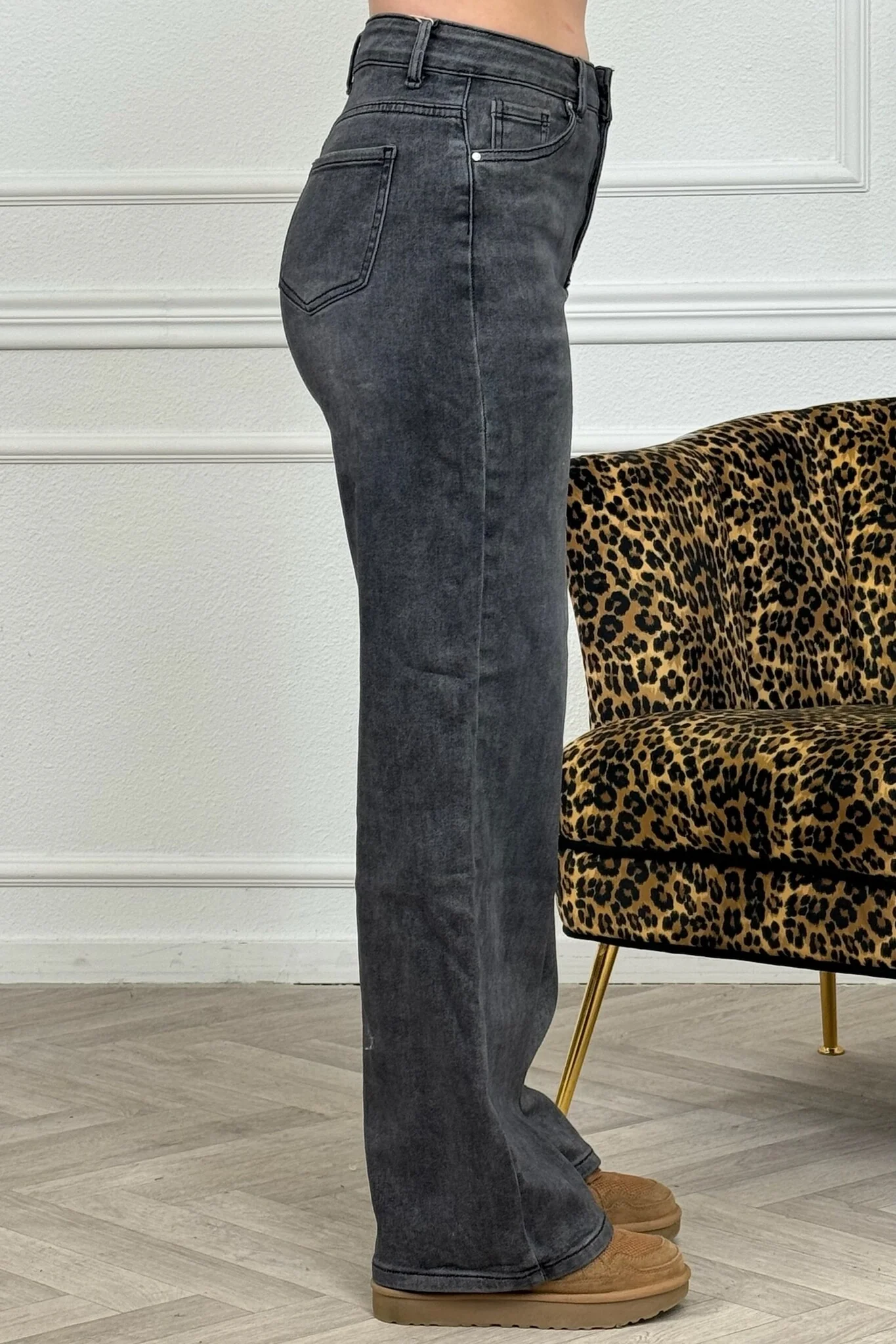 Super Stretch Wide Leg Jeans - Dark Grey - Image 2