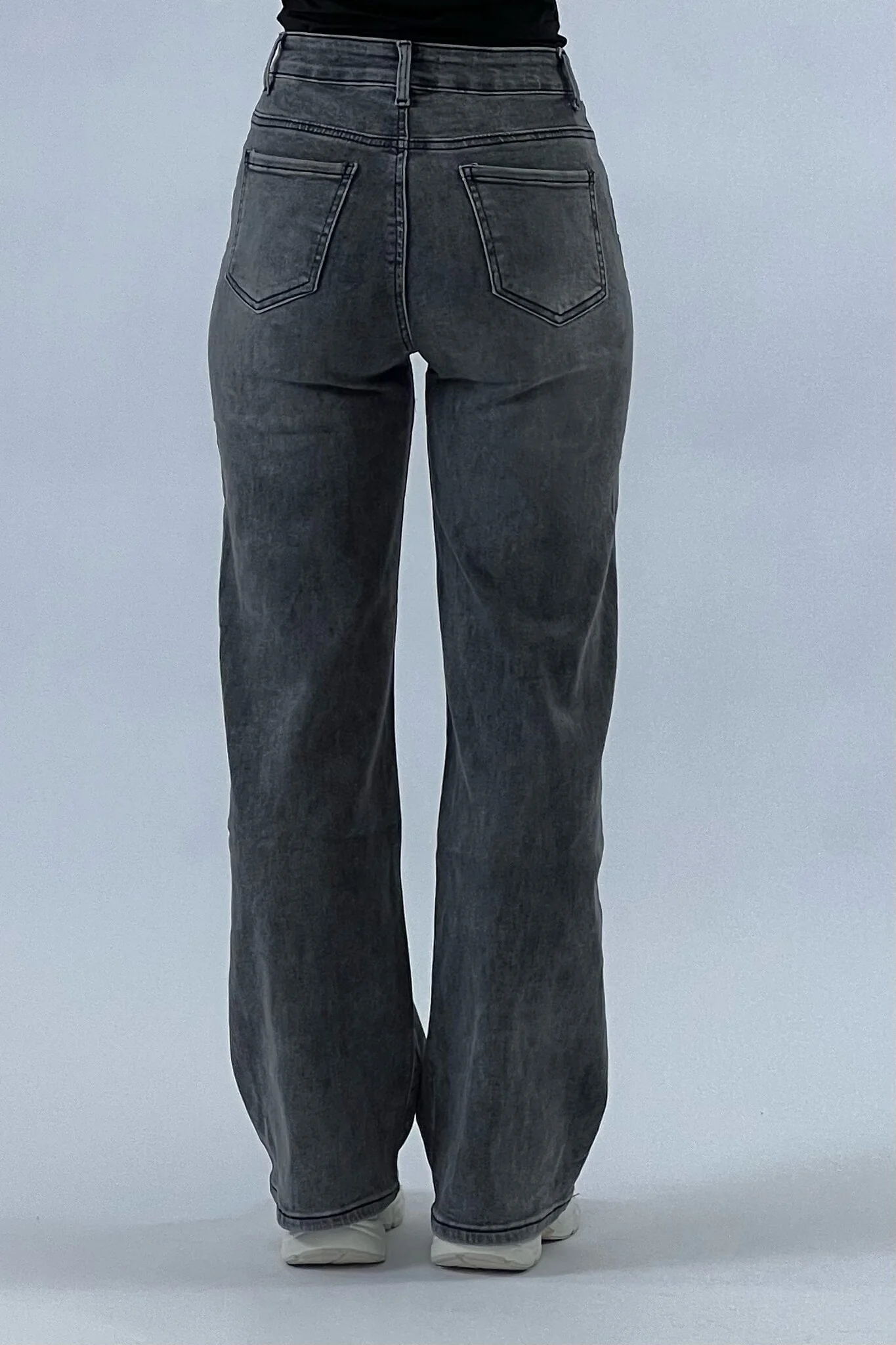 Super Stretch Wide Leg Jeans - Dark Grey - Image 7