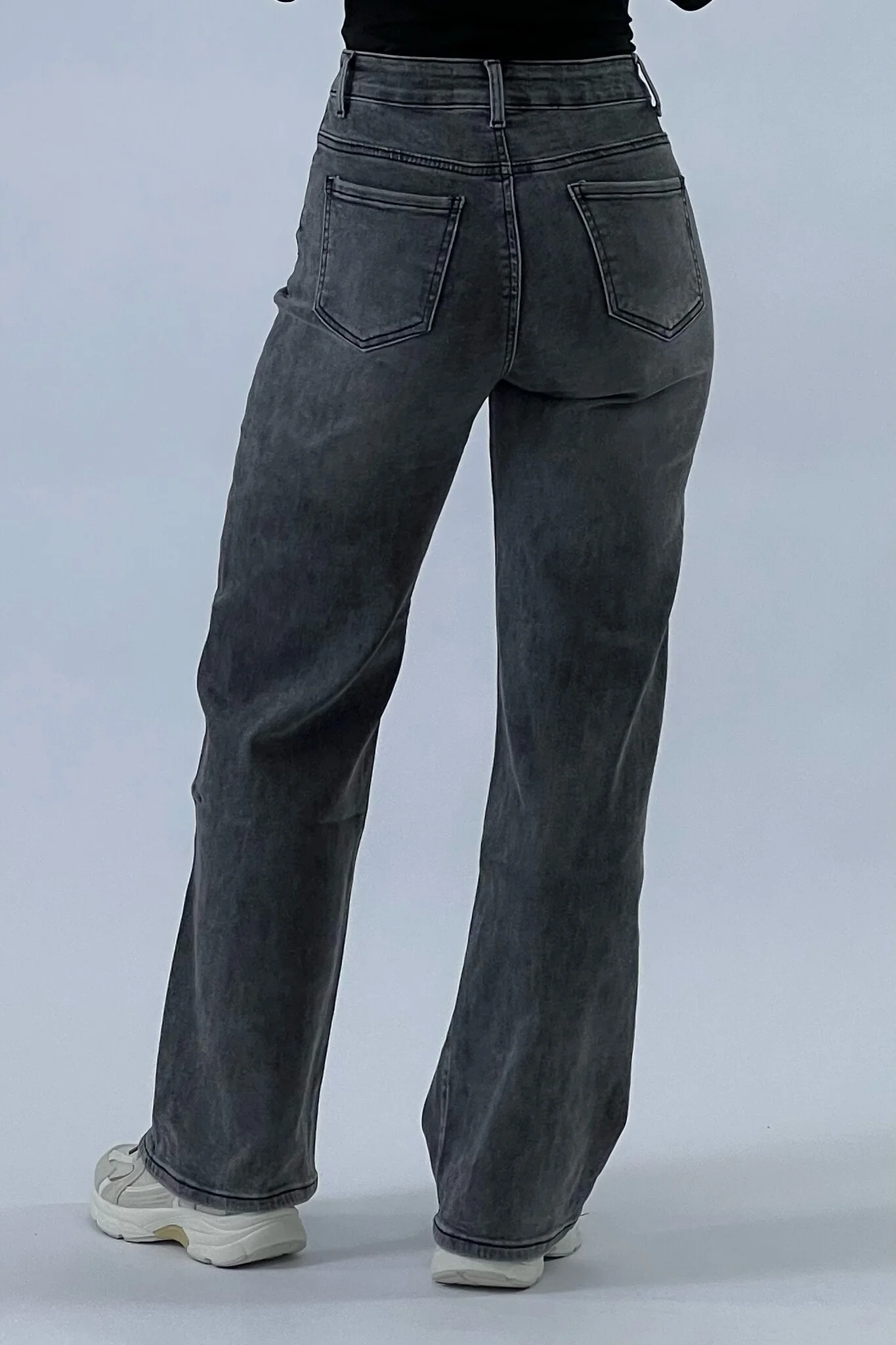 Super Stretch Wide Leg Jeans - Dark Grey - Image 8