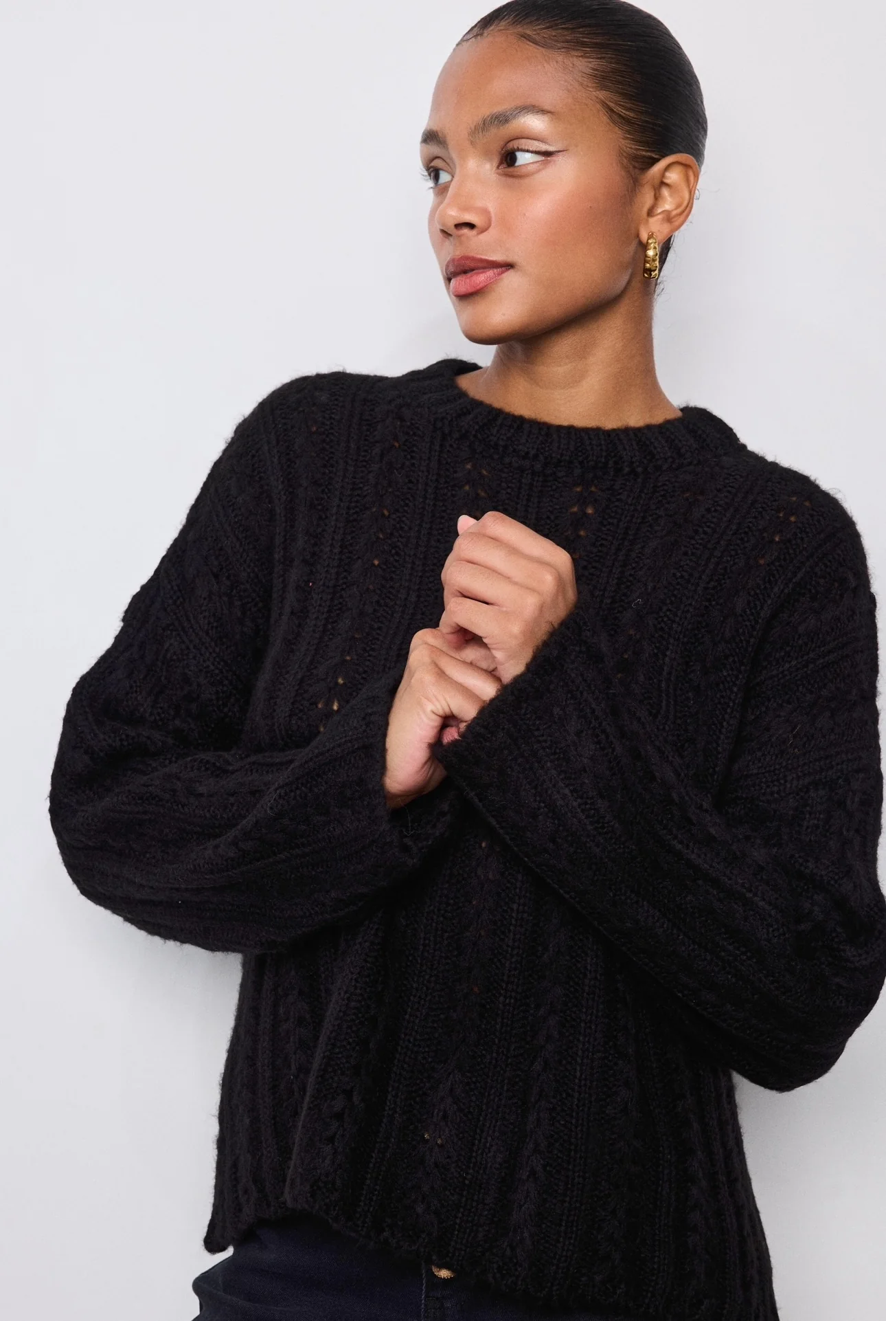 Sweet Crochet Sweater - Black