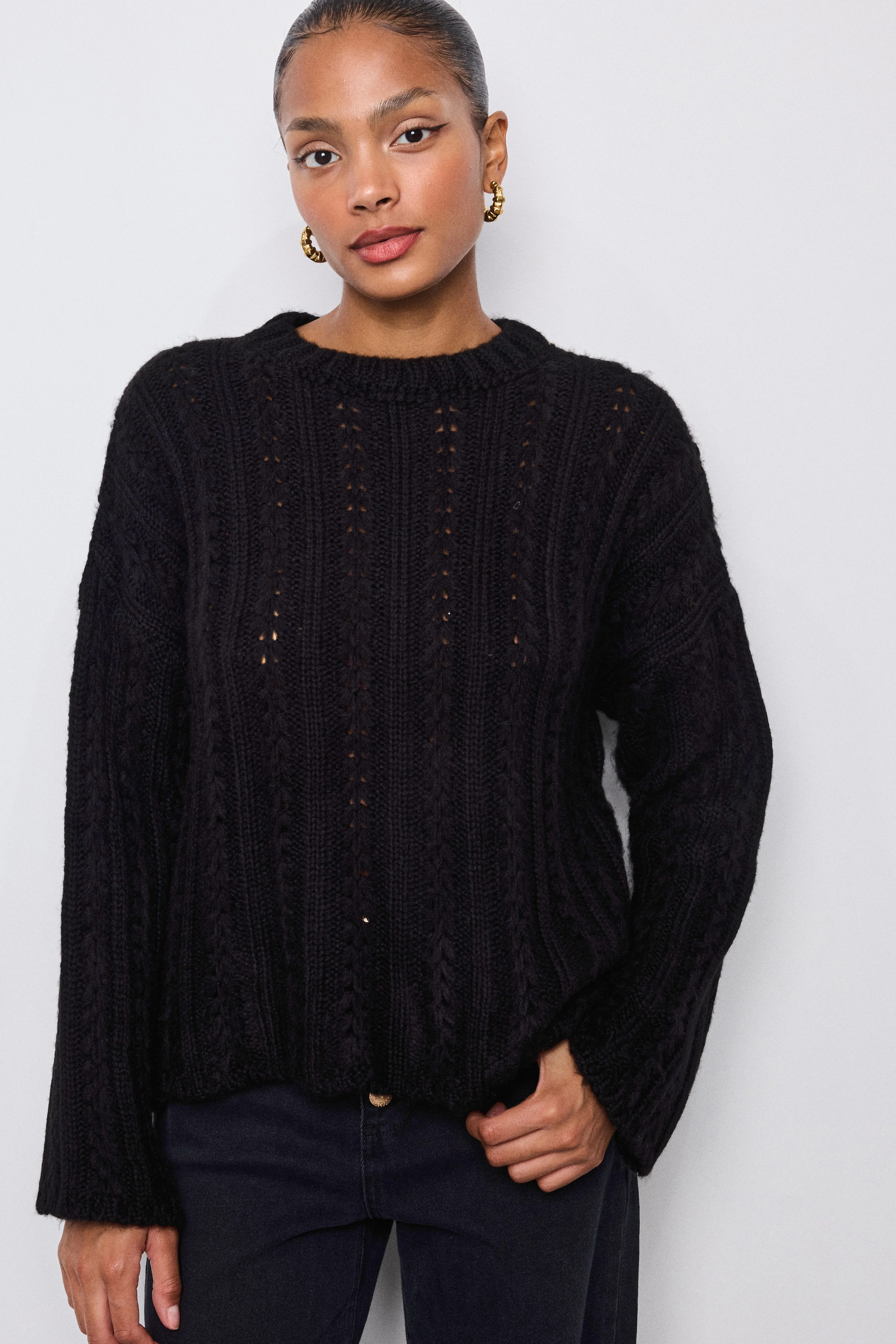 Sweet Crochet Sweater - Black - Image 2