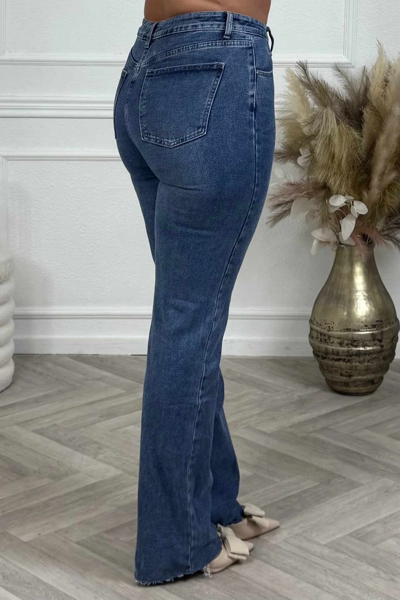 Tall Straight Leg Jeans Ruffle - Dark Blue - Image 3