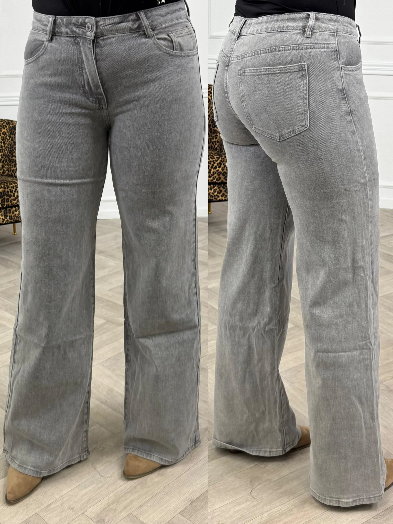 Tall Wide Leg Jeans - Grey