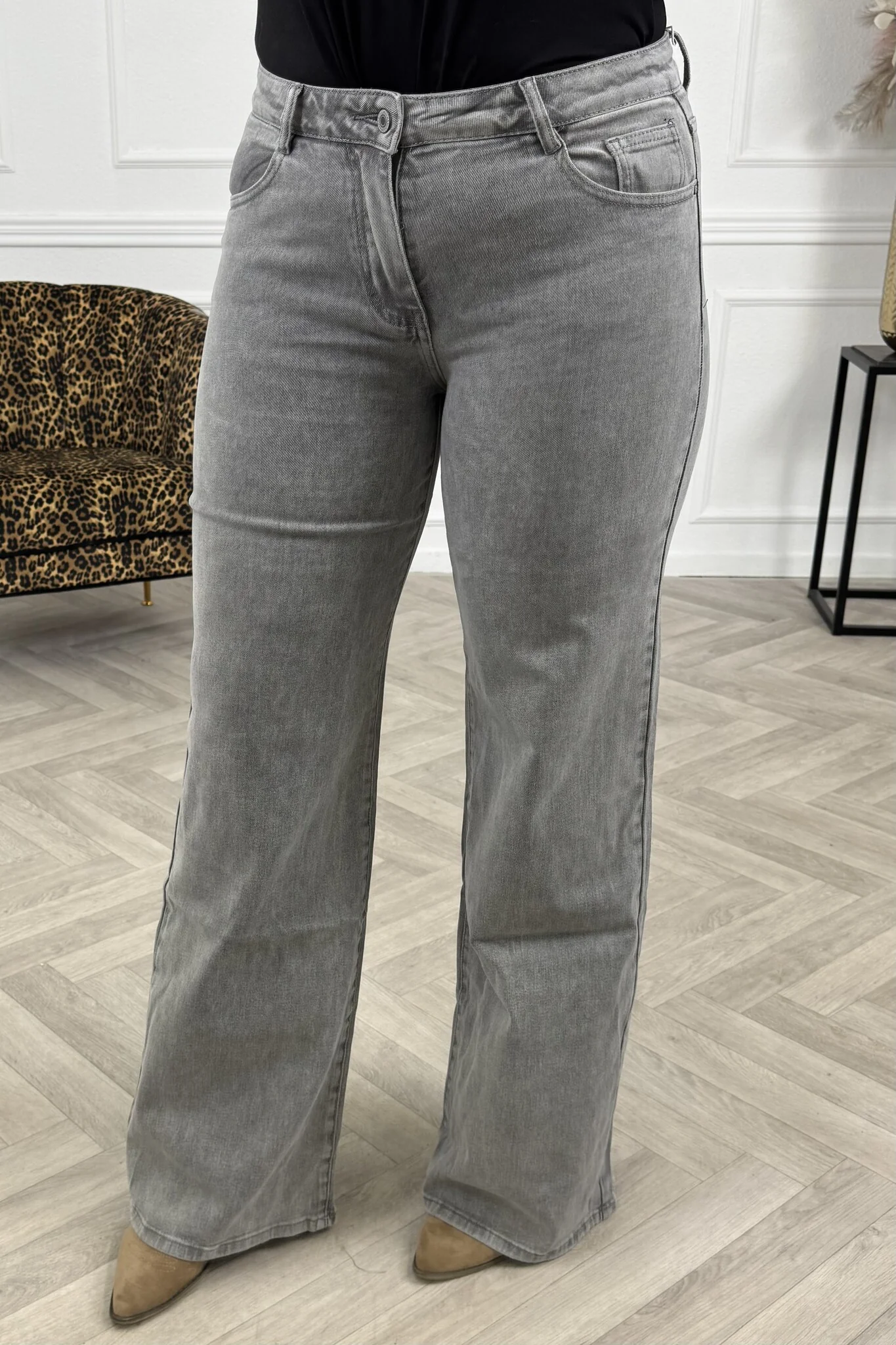 Tall Wide Leg Jeans - Grey - Image 4