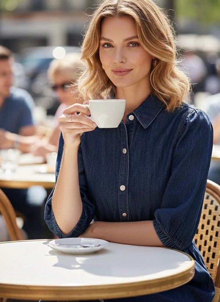 Tatiana Denim Dress - Dark Blue - Image 4