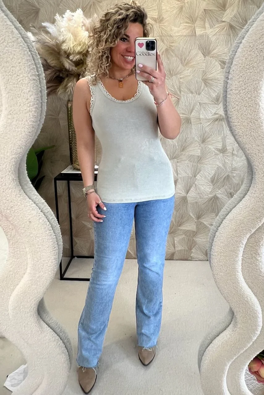 Tess Cotton Lace Top - Beige