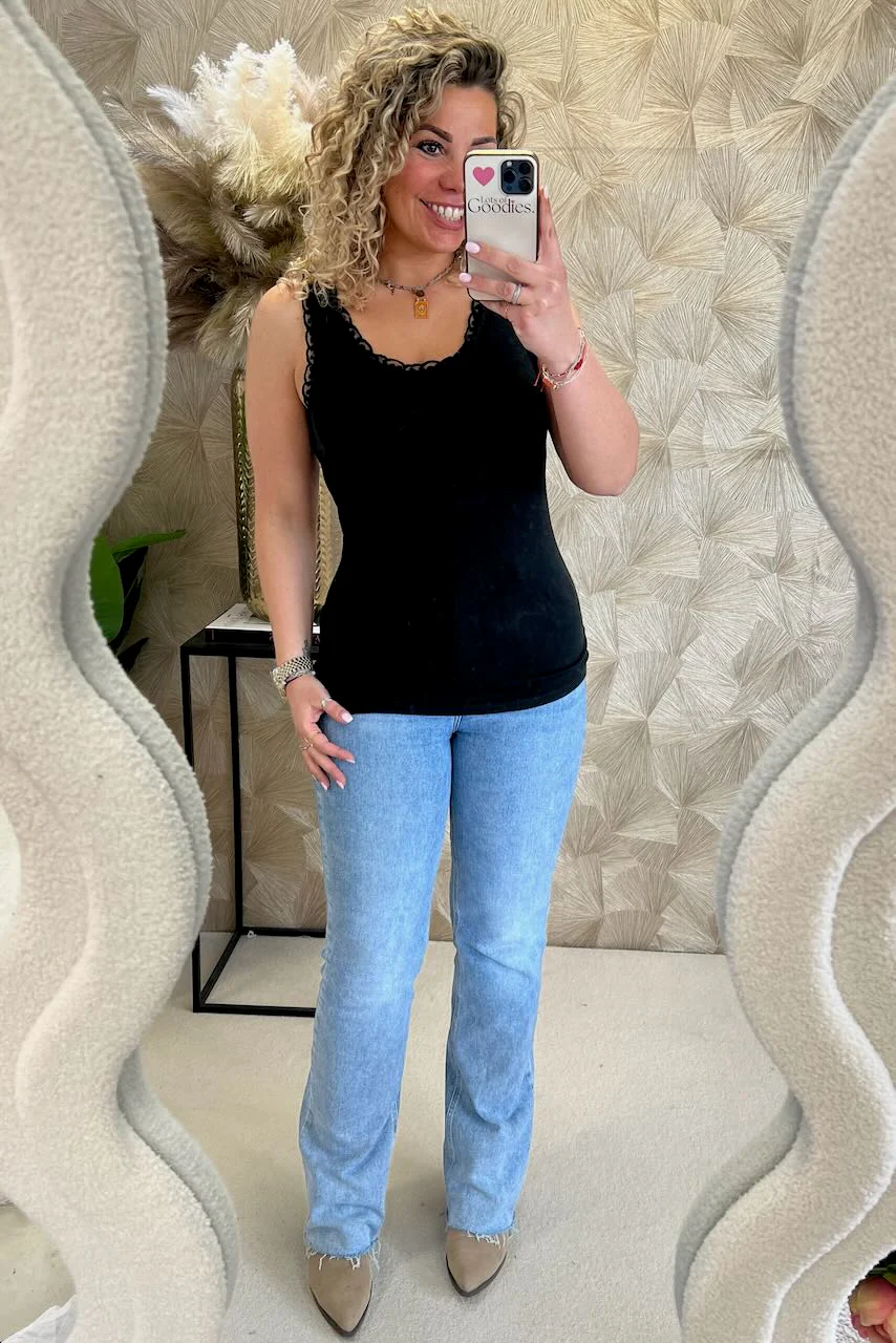 Tess Cotton Lace Top - Black - Image 2