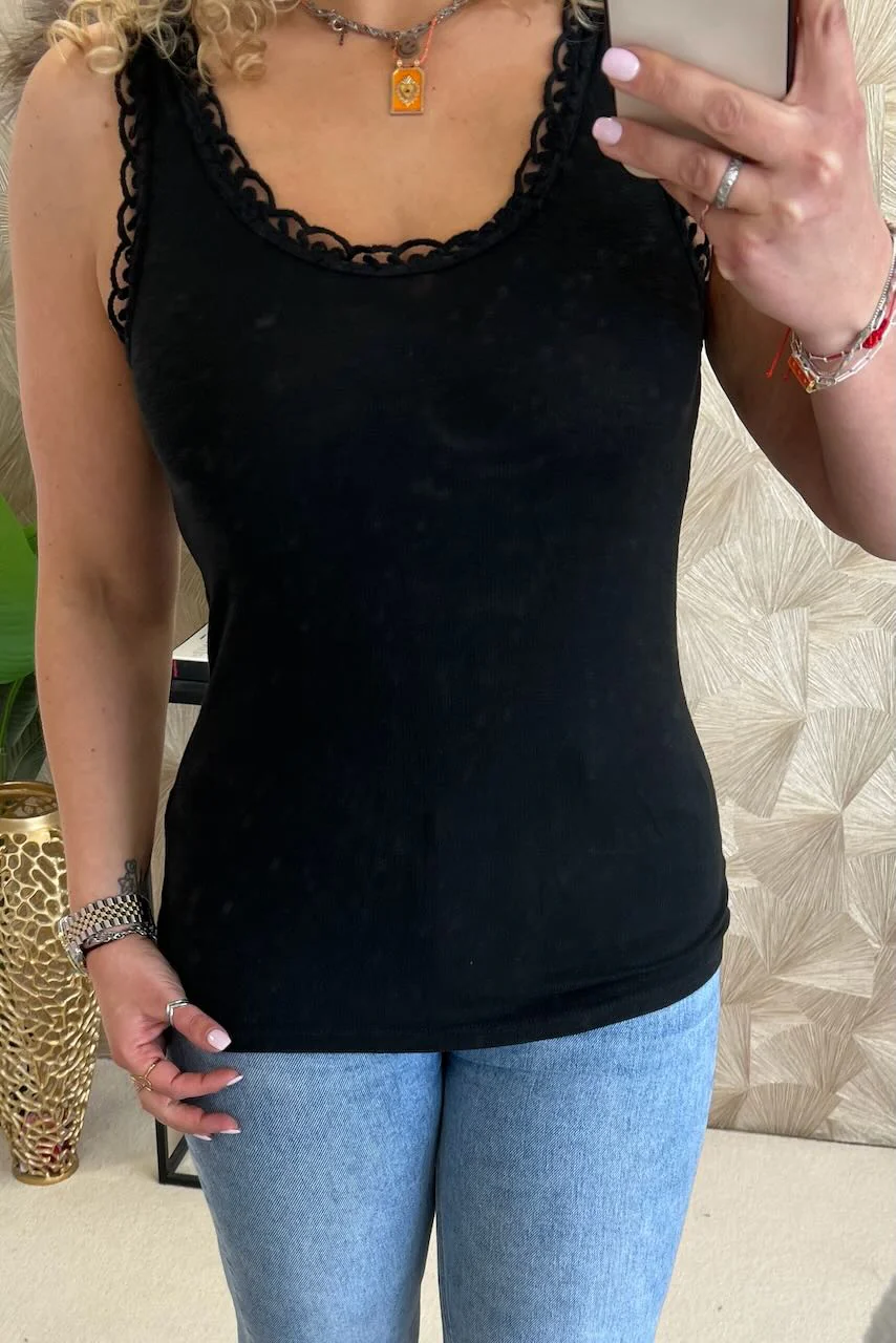 Tess Cotton Lace Top - Black - Image 3