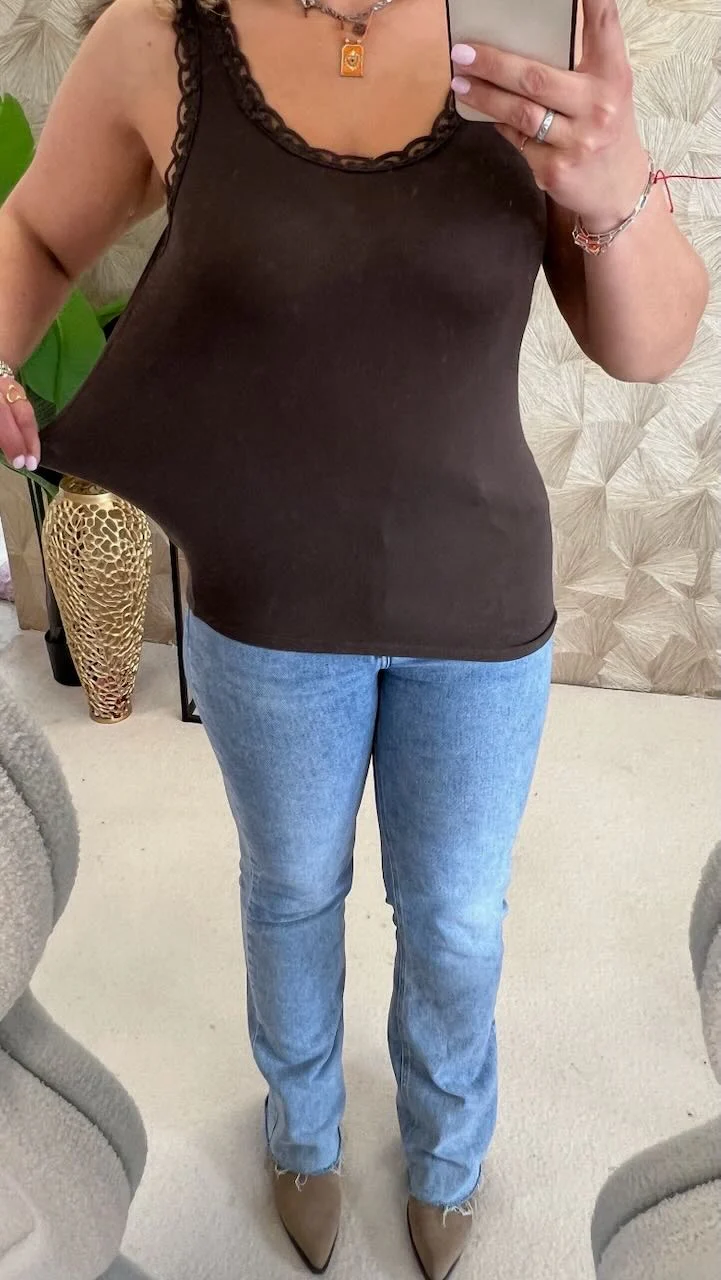 Tess Cotton Lace Top - Brown - Image 3