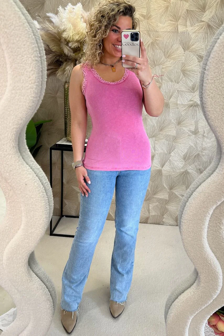Tess Cotton Lace Top - Fuchsia