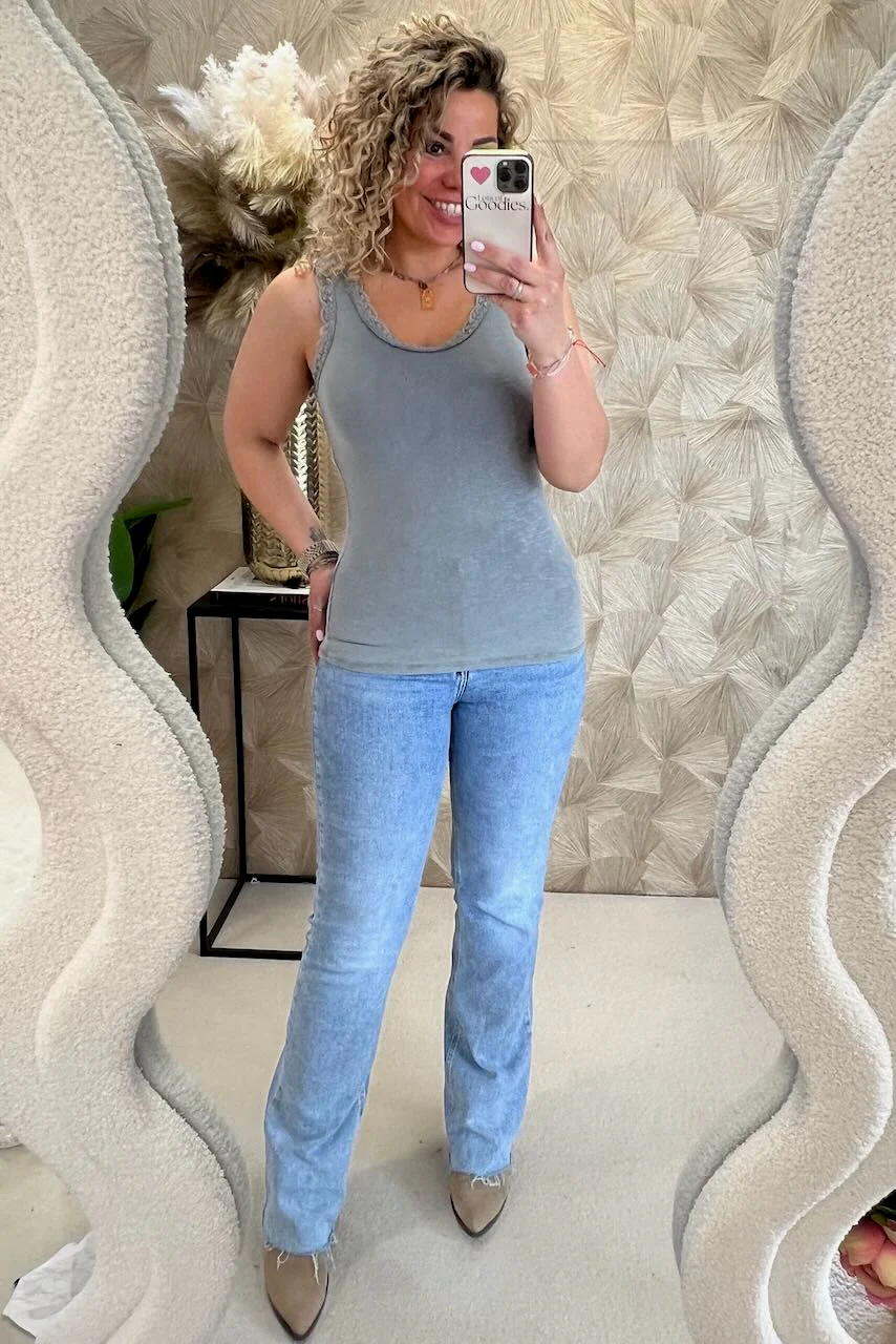 Tess Cotton Lace Top - Grey - Image 2