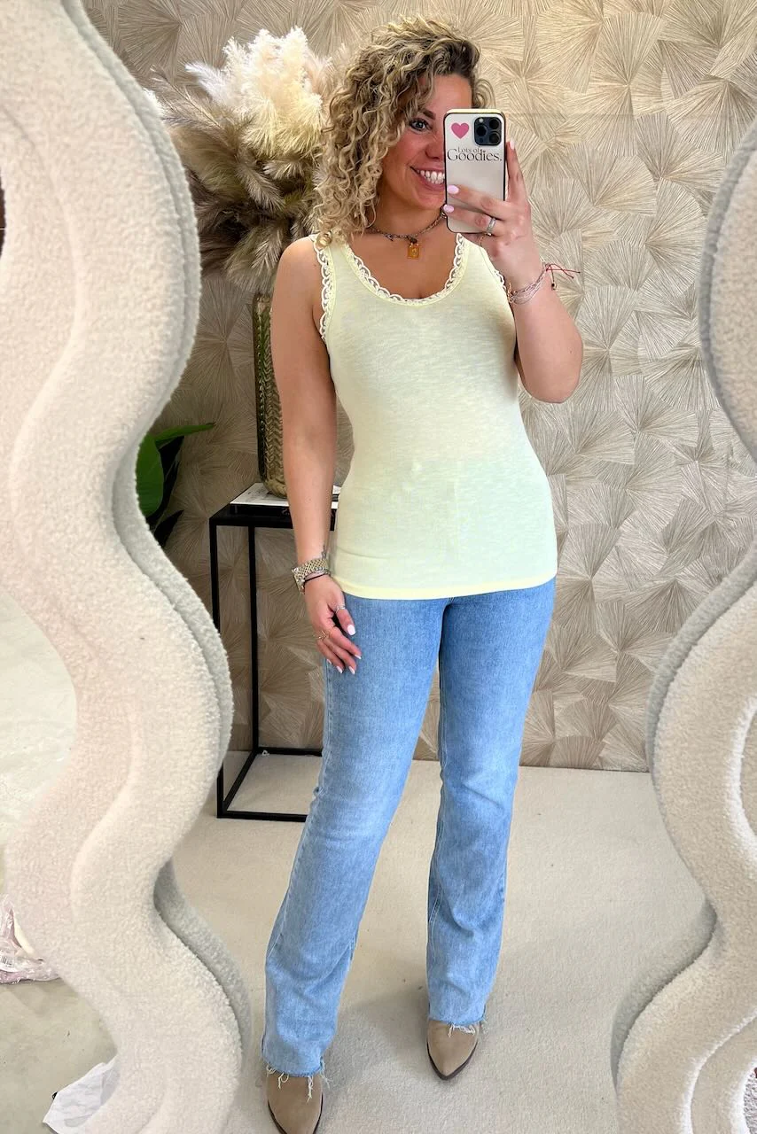 Tess Cotton Lace Top - Yellow