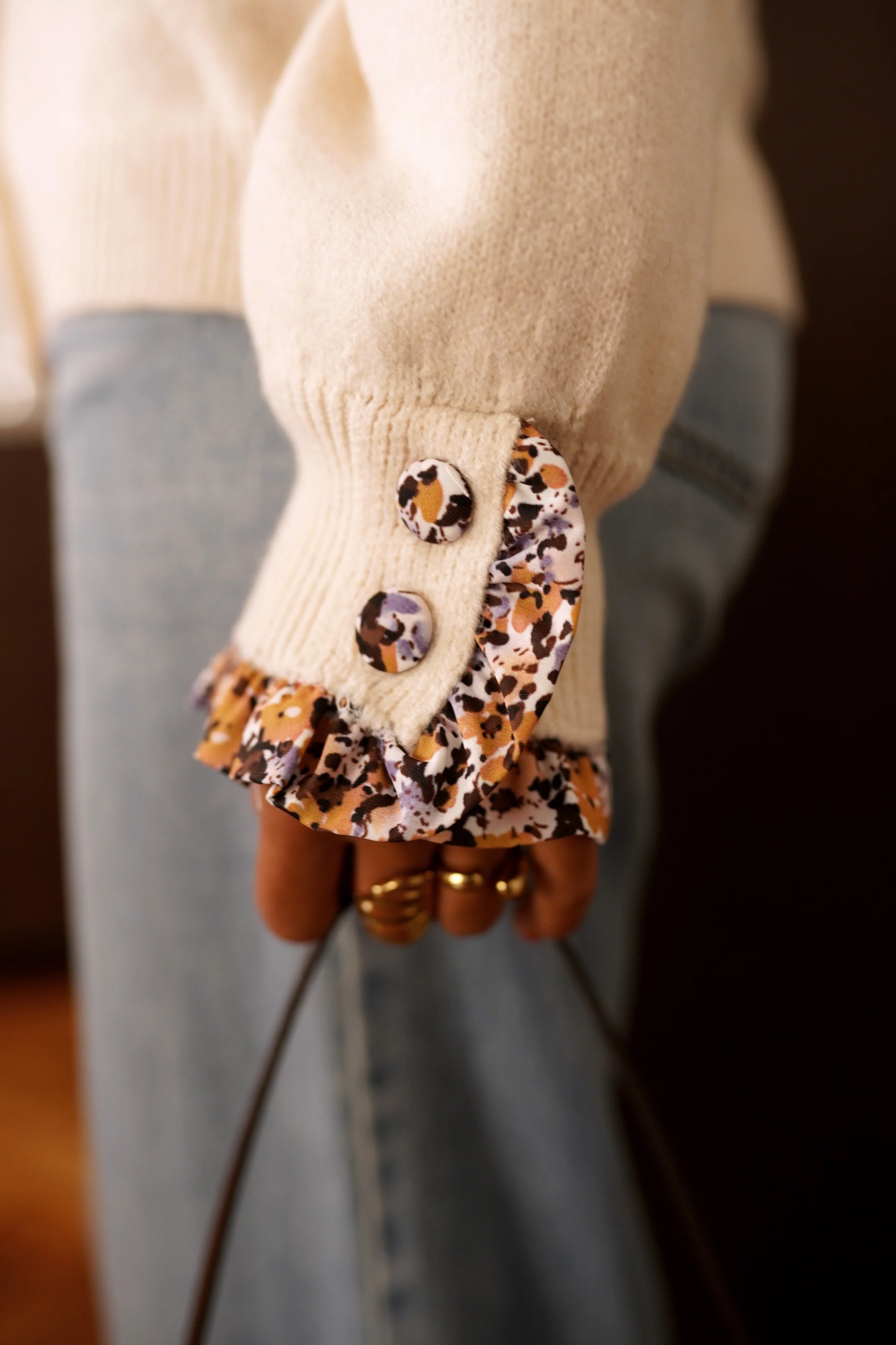 Tess Flower Vest - Beige - Image 3