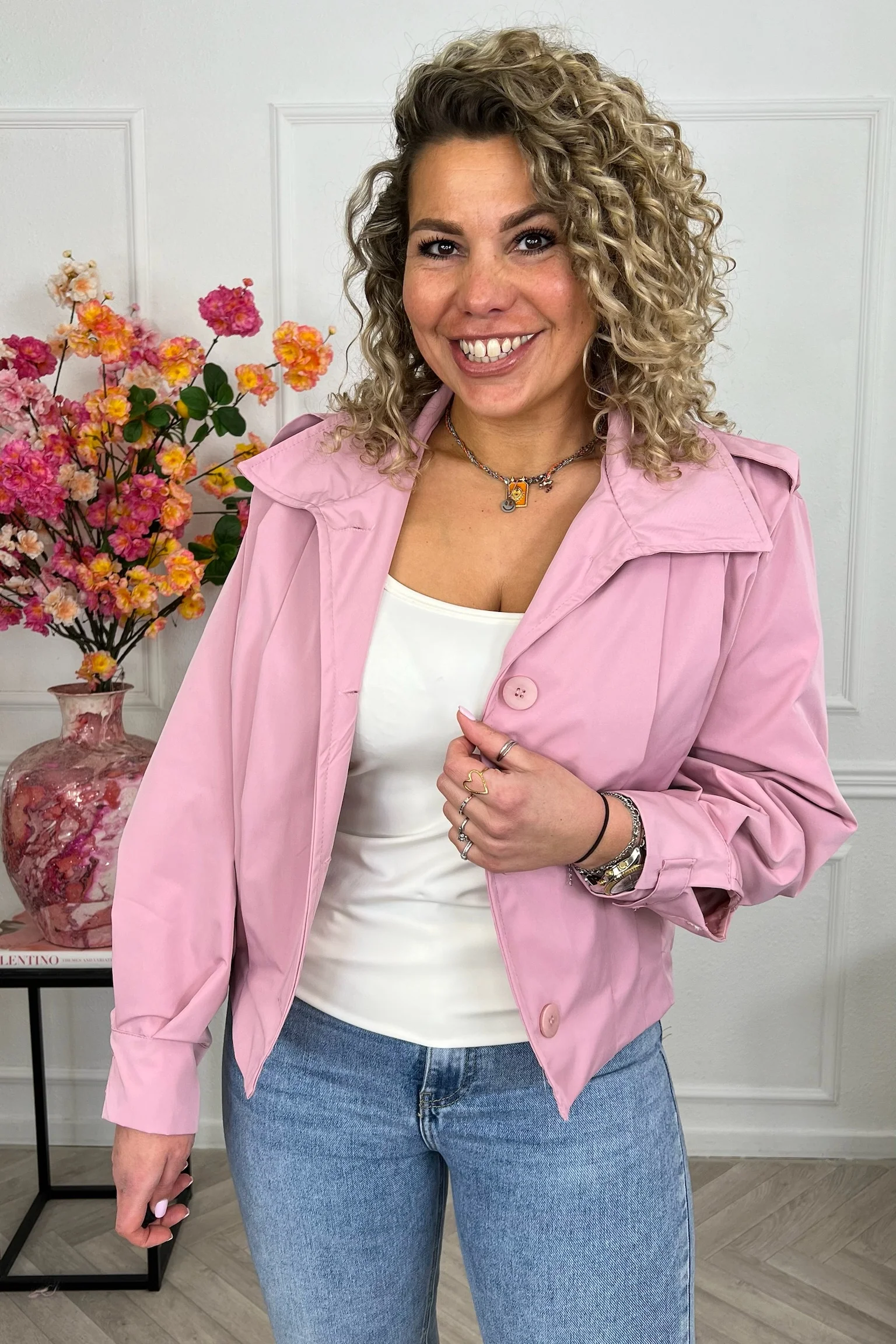 Tess Spring Jacket - Old Pink - Image 3