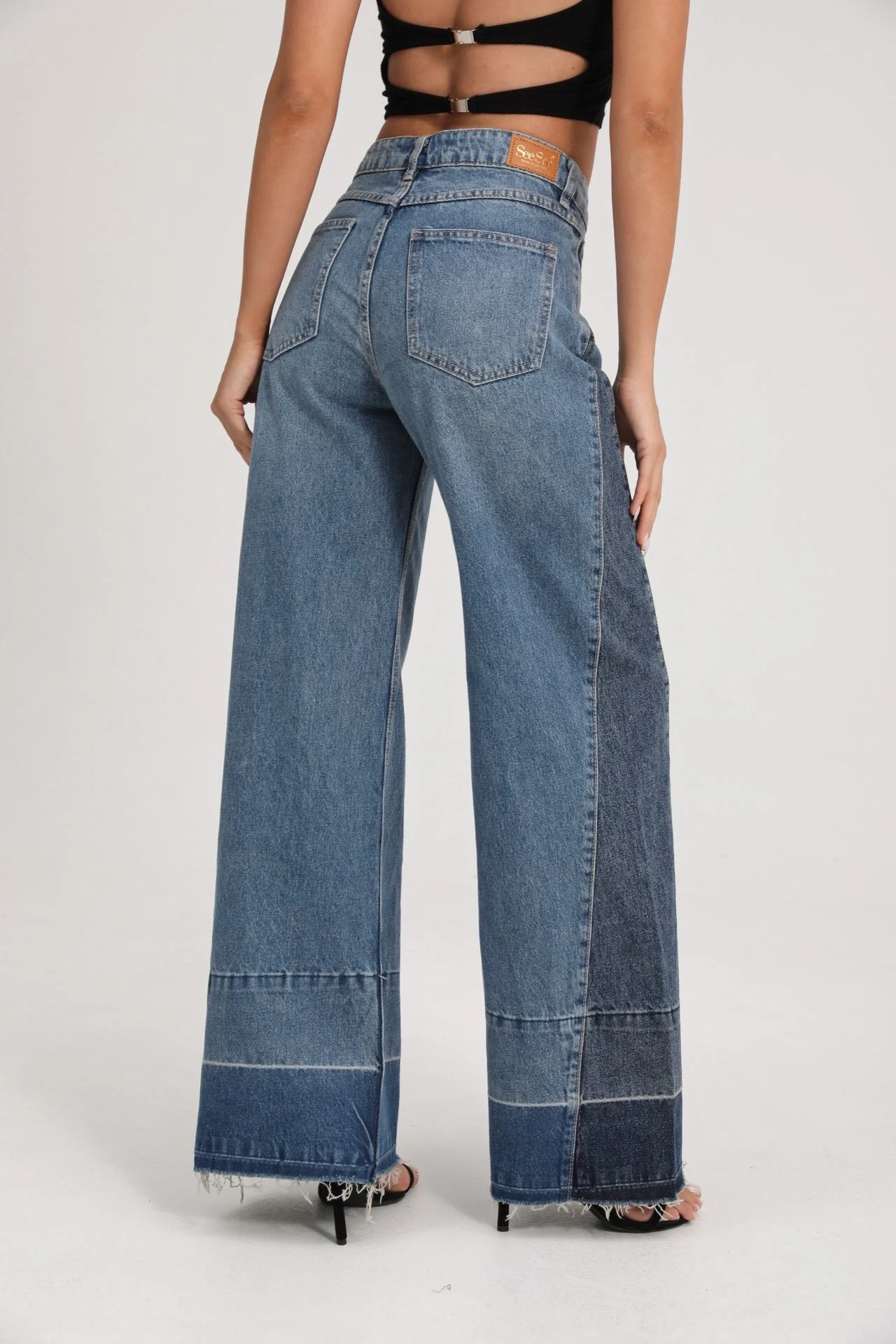 Tess Wide Leg Jeans - Denim Blue - Image 4