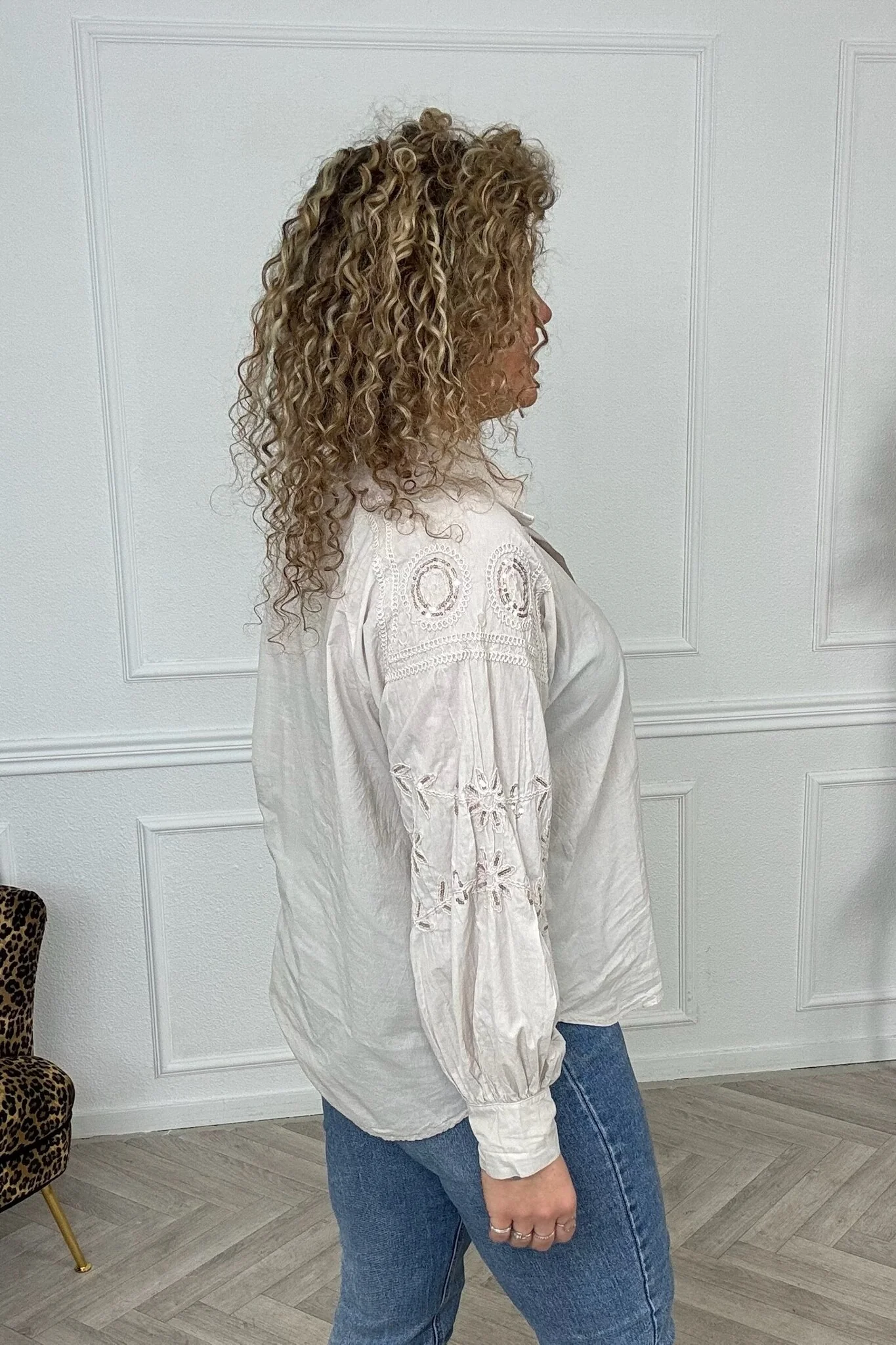 The Label Cotton Leaves Blouse - Beige - Image 2