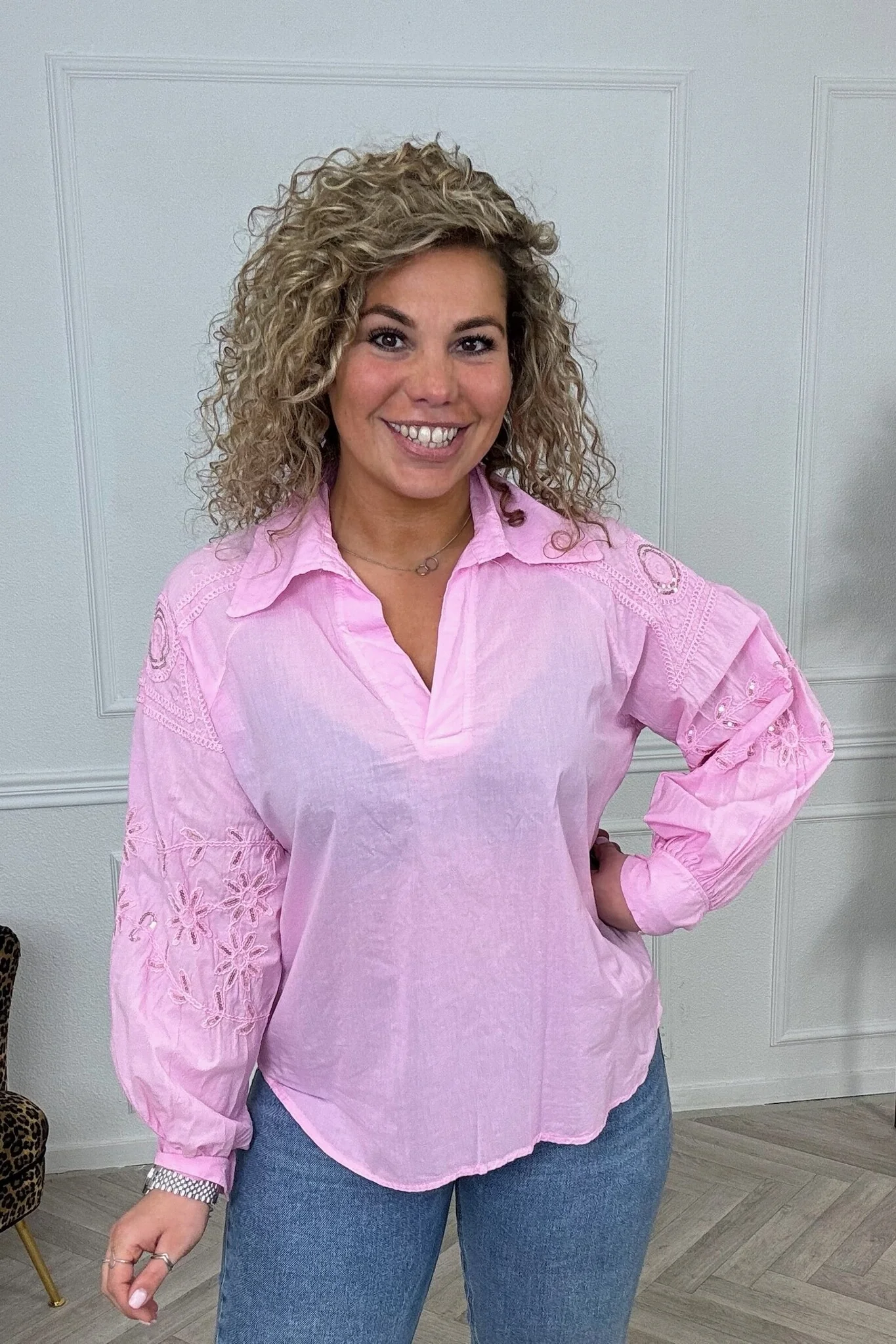 The Label Cotton Leaves Blouse - Sugar Pink