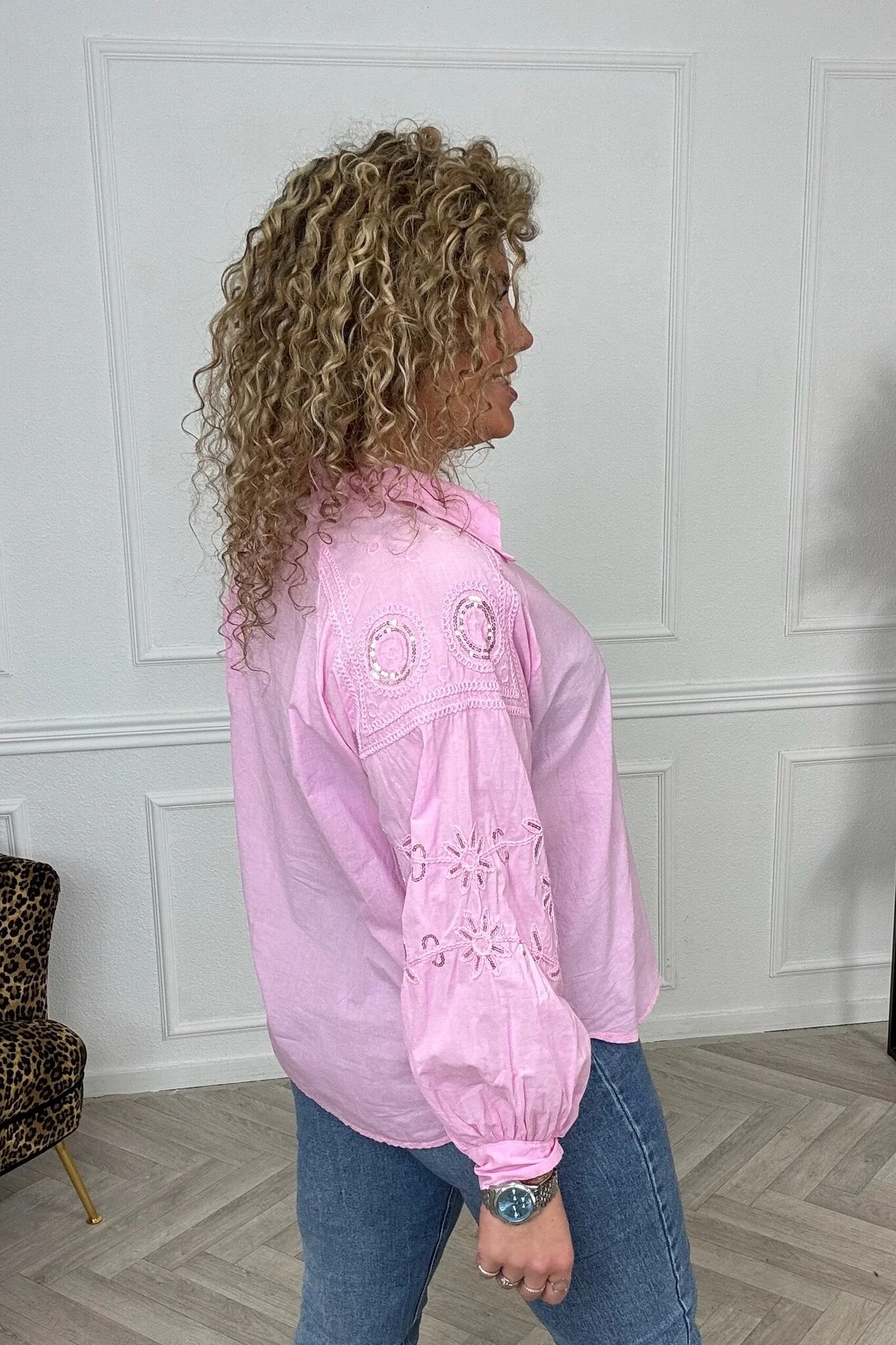 The Label Cotton Leaves Blouse - Sugar Pink - Image 2
