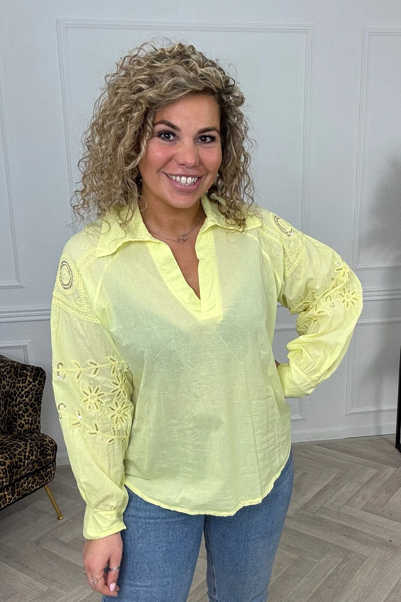 The Label Cotton Leaves Blouse - Yellow