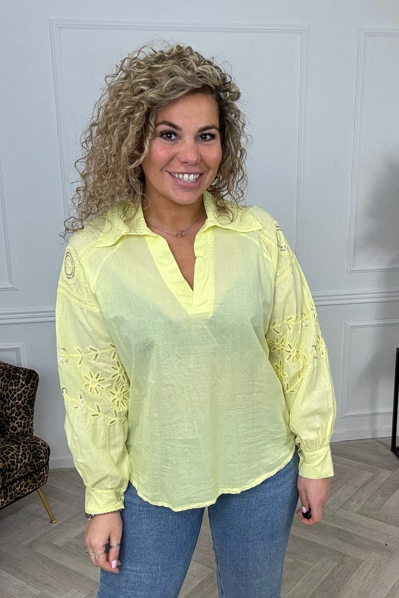 The Label Cotton Leaves Blouse - Yellow - Image 2