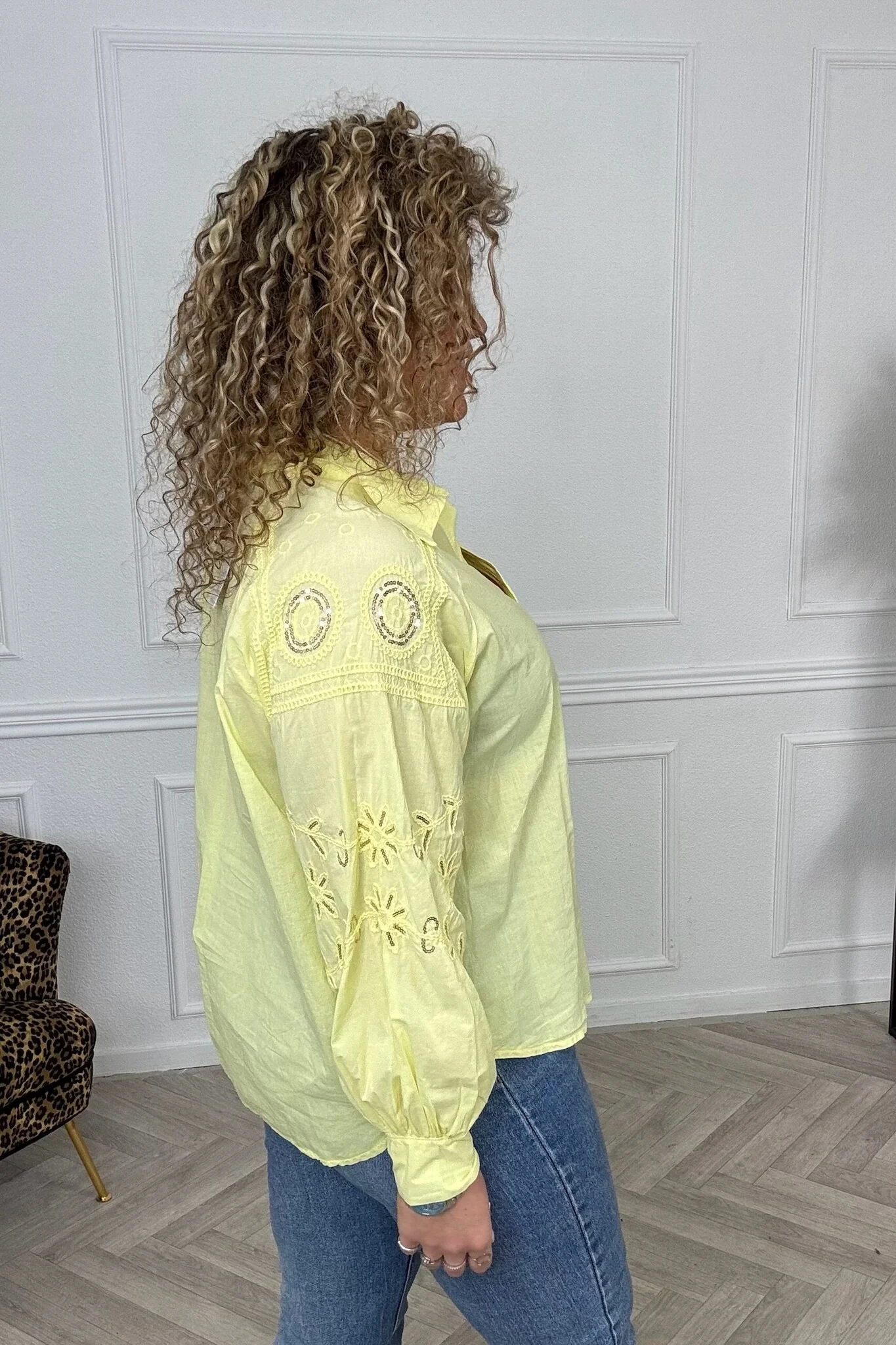 The Label Cotton Leaves Blouse - Yellow - Image 3