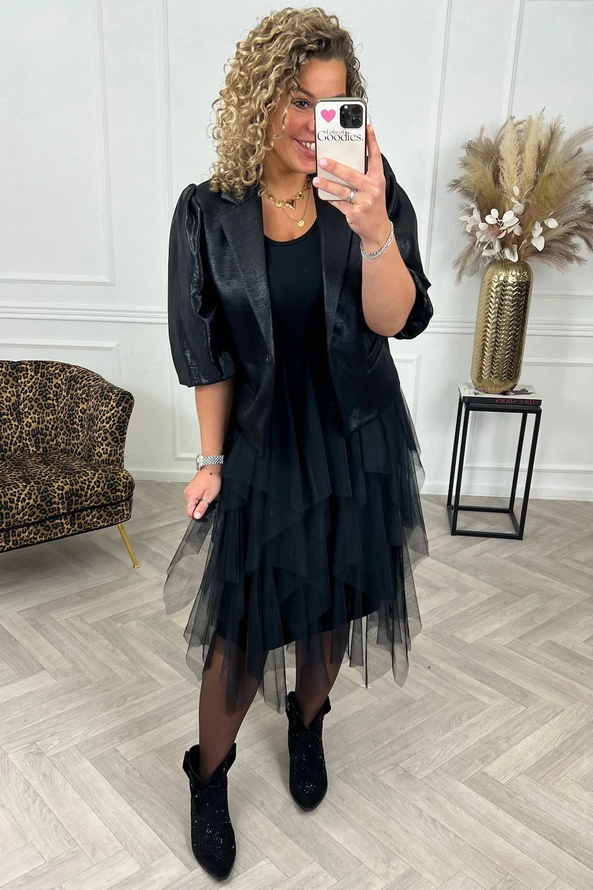 Tule Slip Dress - Black - Image 5