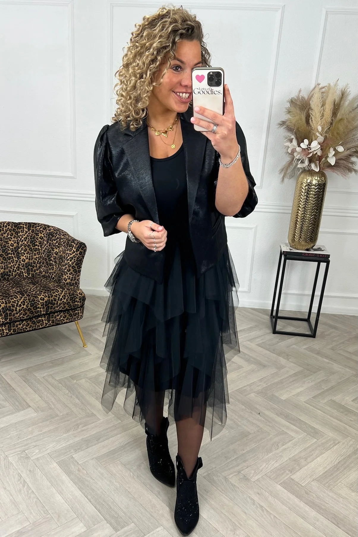 Tule Slip Dress - Black - Image 6