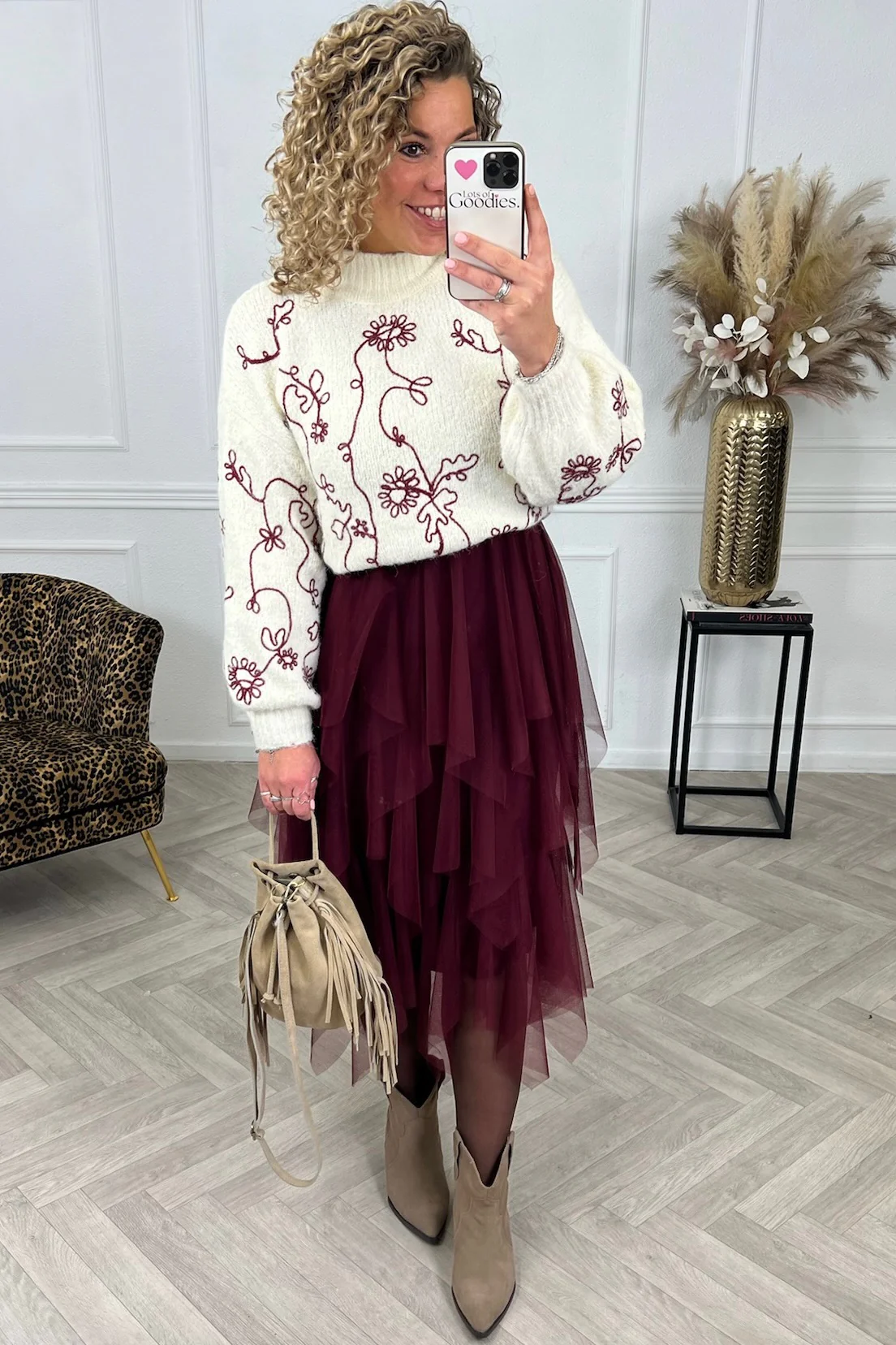 Tule Slip Dress - Bordeaux - Image 2