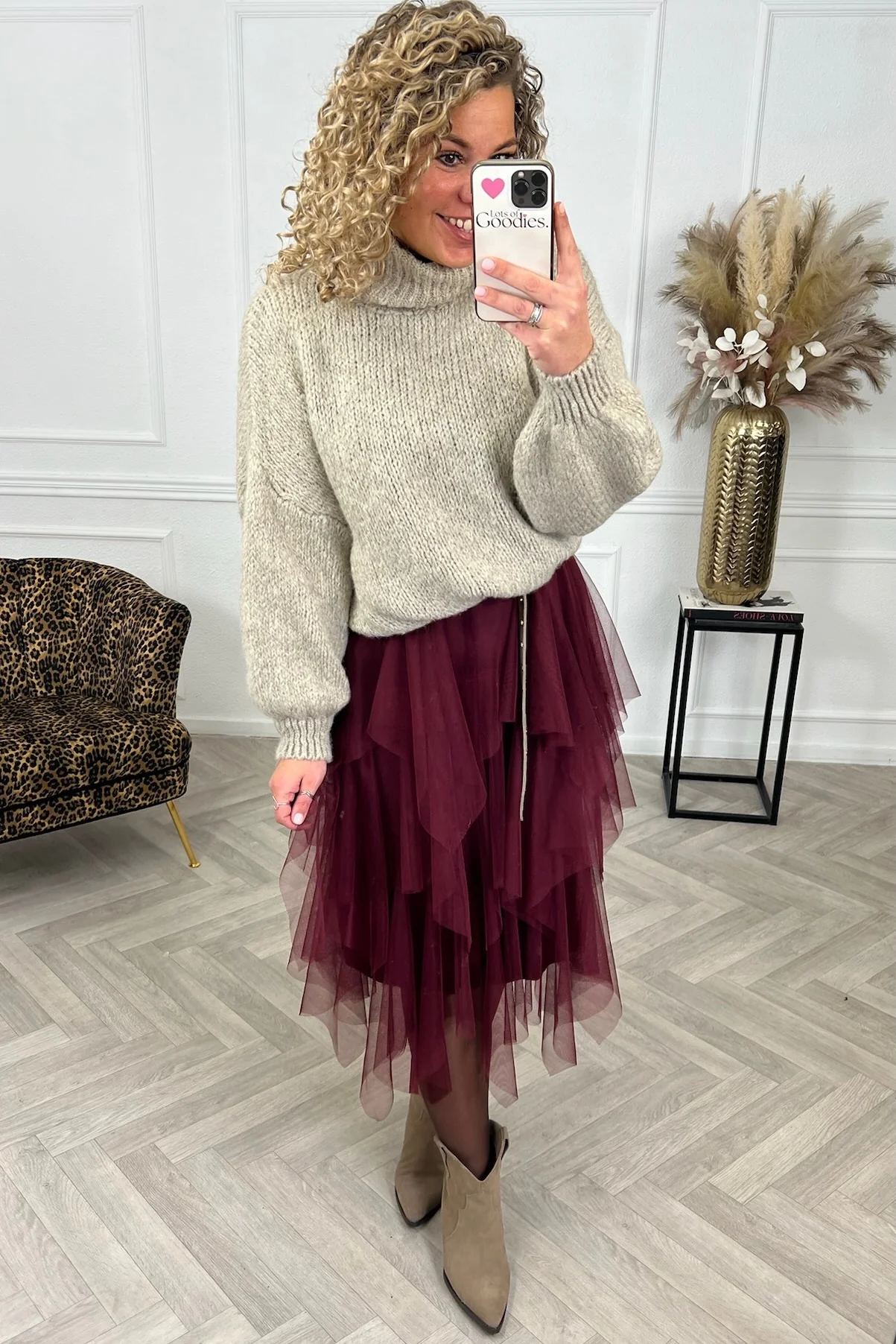 Tule Slip Dress - Bordeaux - Image 3