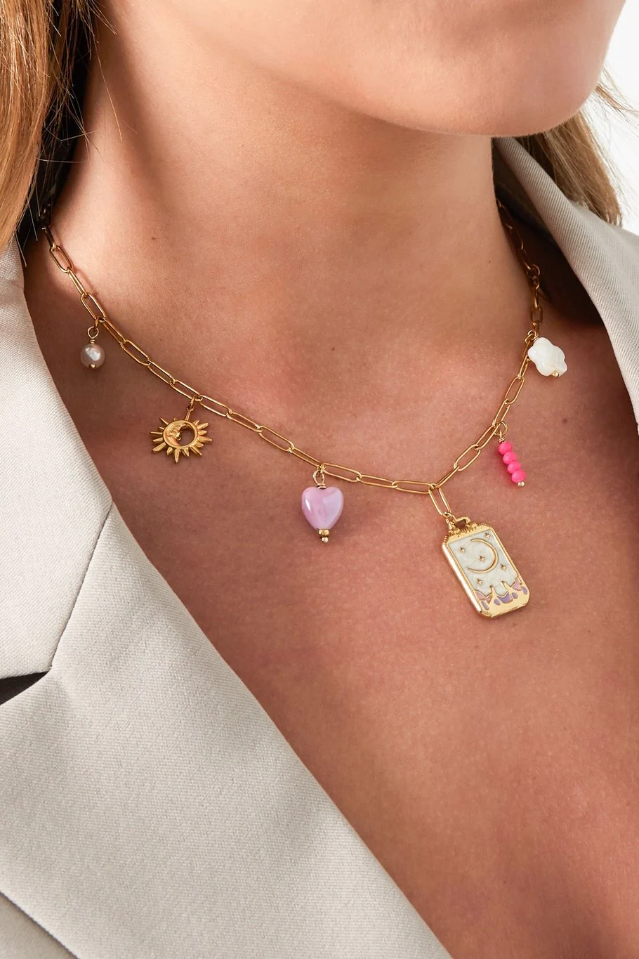Tiny Moon Necklace - Gold