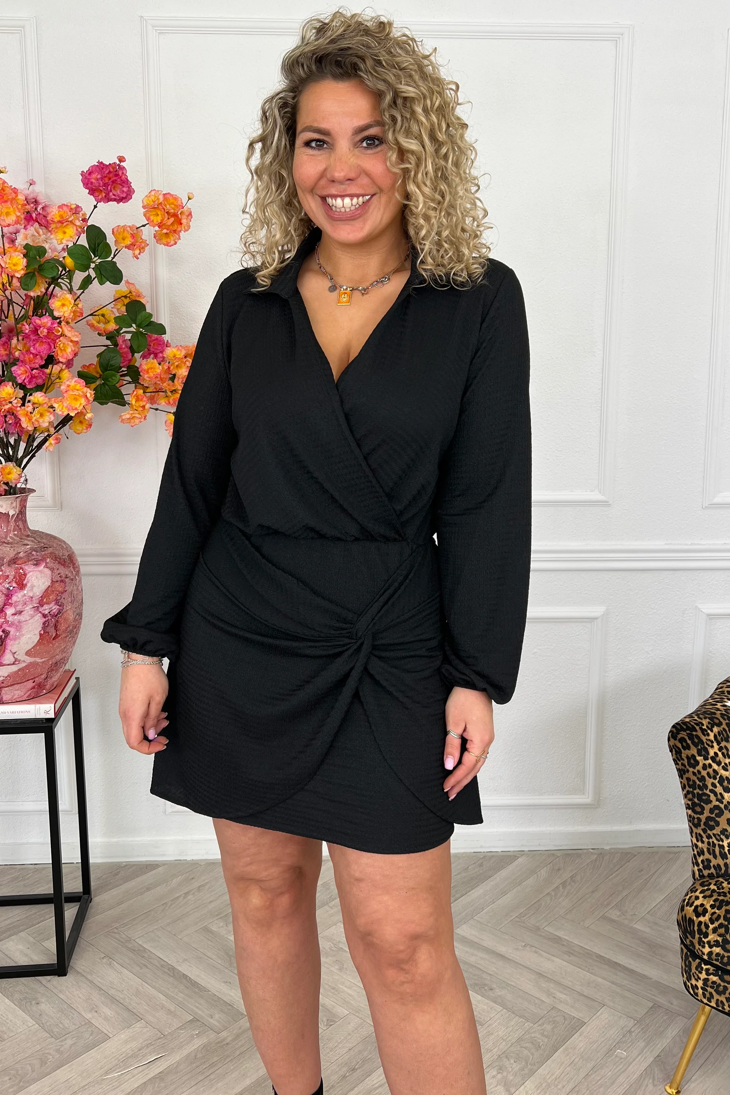 Valencia Knotted Dress - Black - Image 5