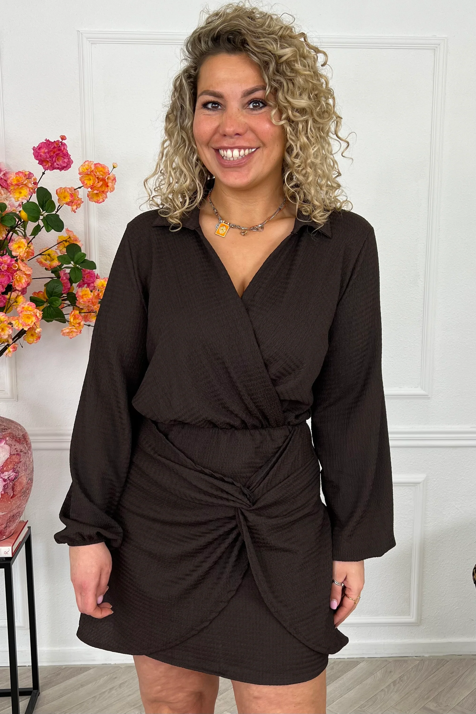 Valencia Knotted Dress - Brown - Image 6