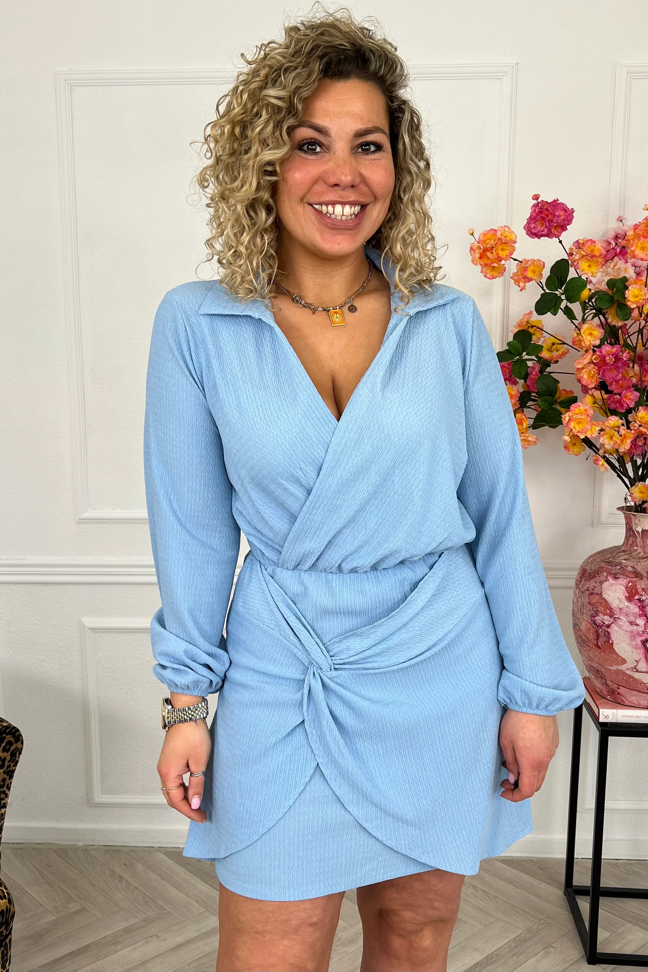 Valencia Knotted Dress - Sky Blue - Image 4