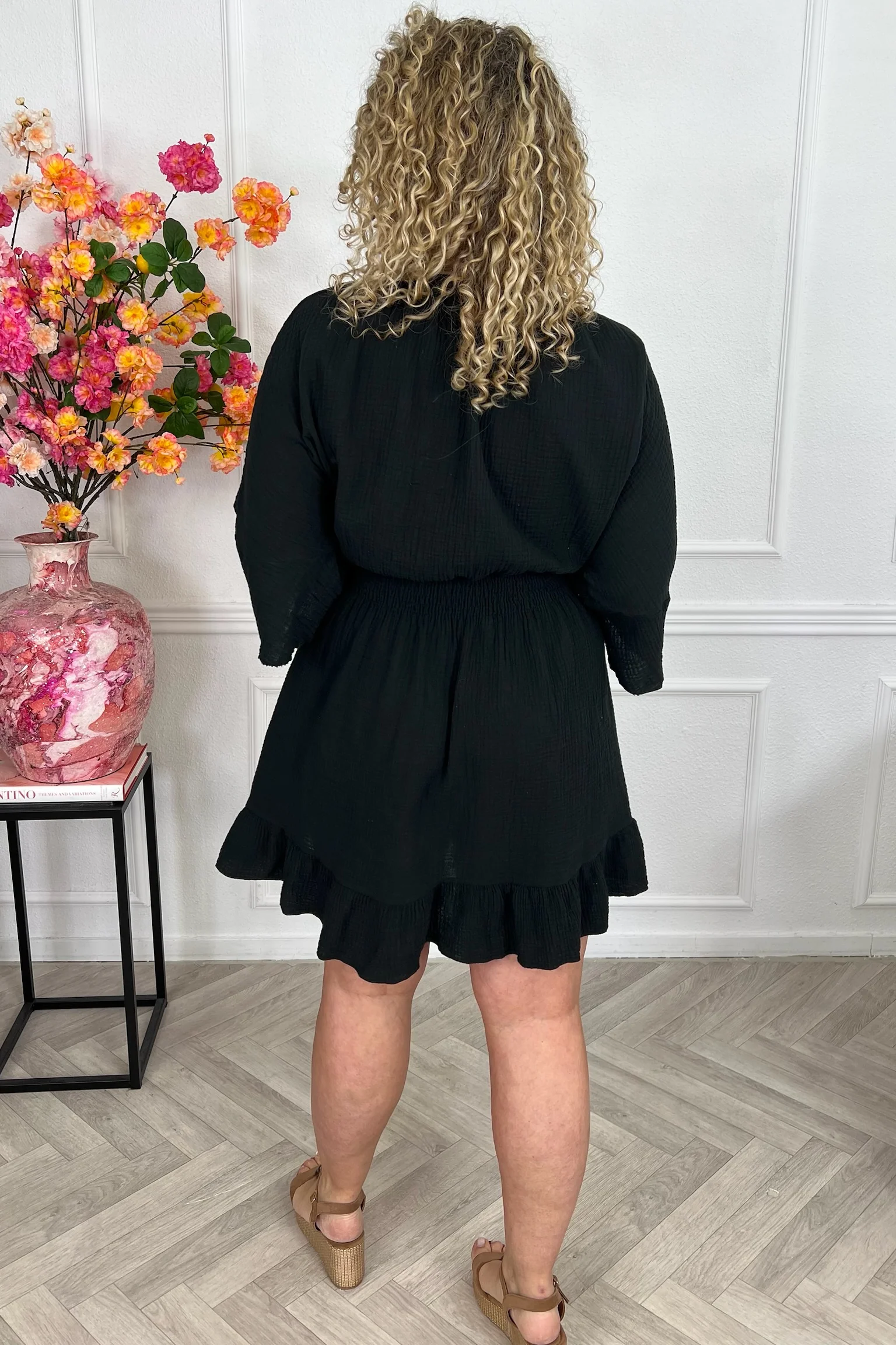 Valencia Mousseline Taille Dress - Black - Image 2