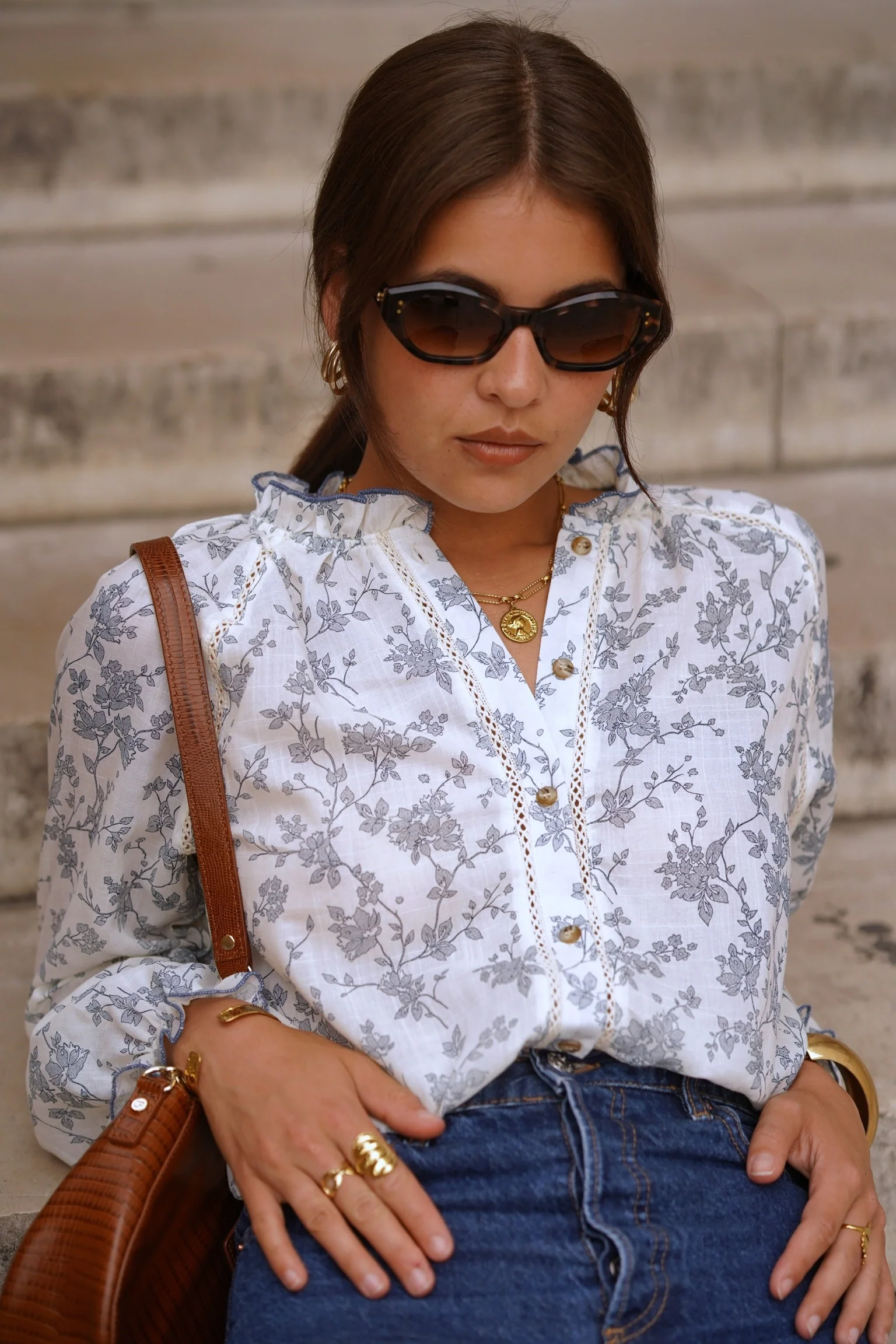 Valentina Flower Blouse - Beige - Image 4