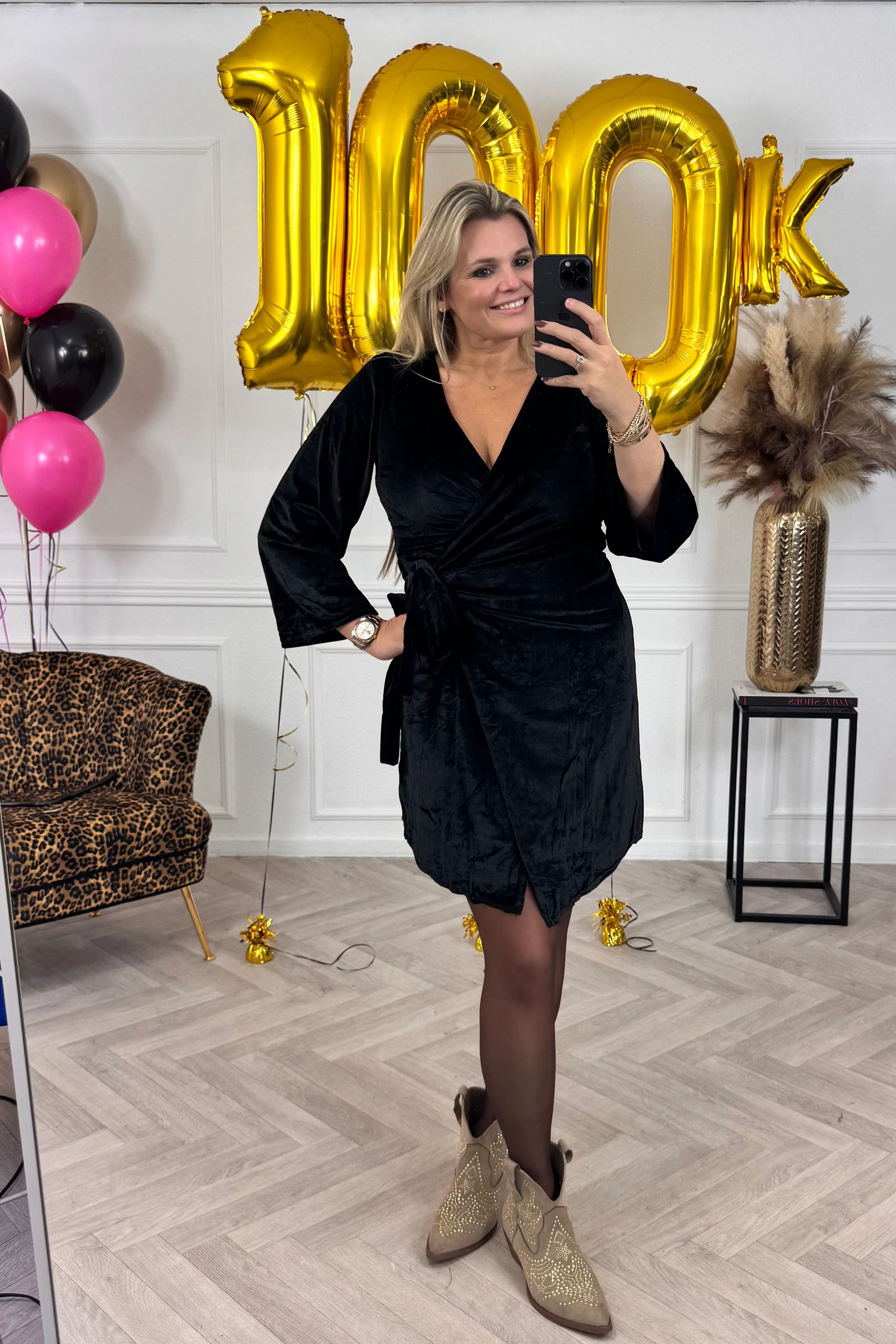 Velvet Strik Dress - Black
